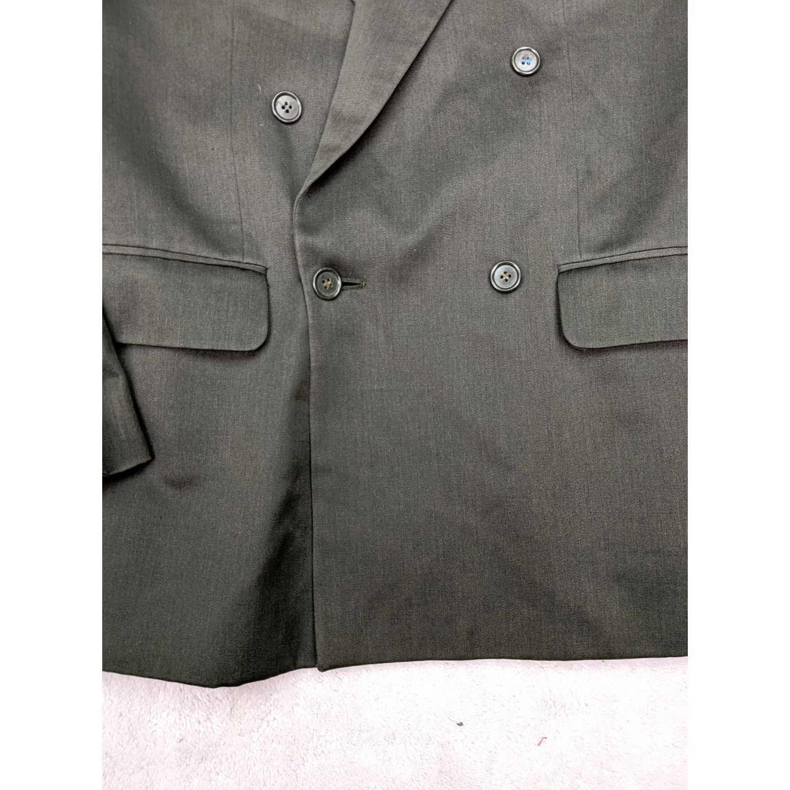 Burton Burton Blazer Jacket Mens 38L Gray Wool Blend Double-Breasted 4-Button Peak Lapel Shirt Coat Coat? Size 38R - 3 Thumbnail