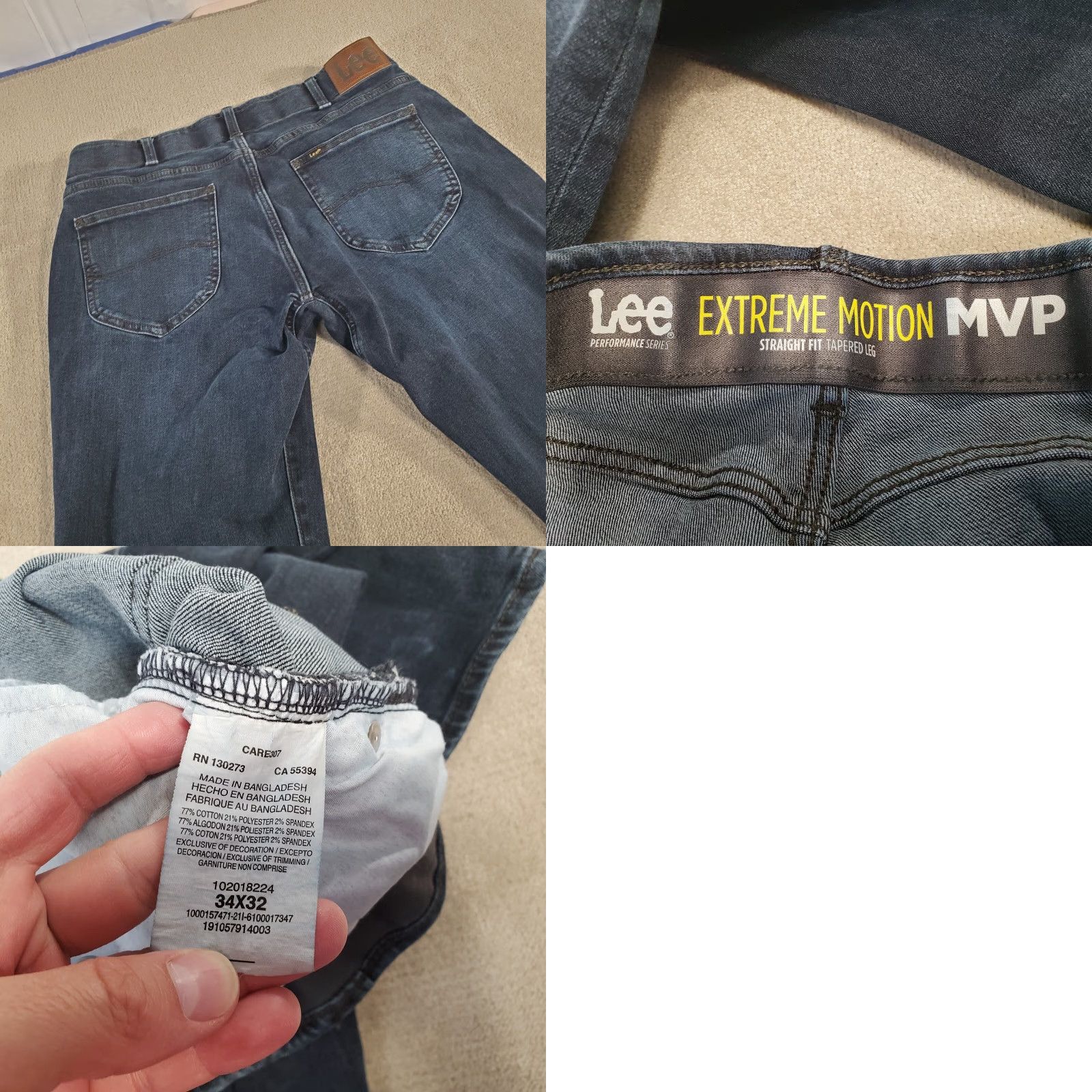 Lee Lee Jeans Mens 34x32 Blue Straight Leg Tapered MVP Performance Denim Cotton Jeans Regular Men S Blue 80s 90s Logo Size US 32 / EU 48 - 8 Thumbnail