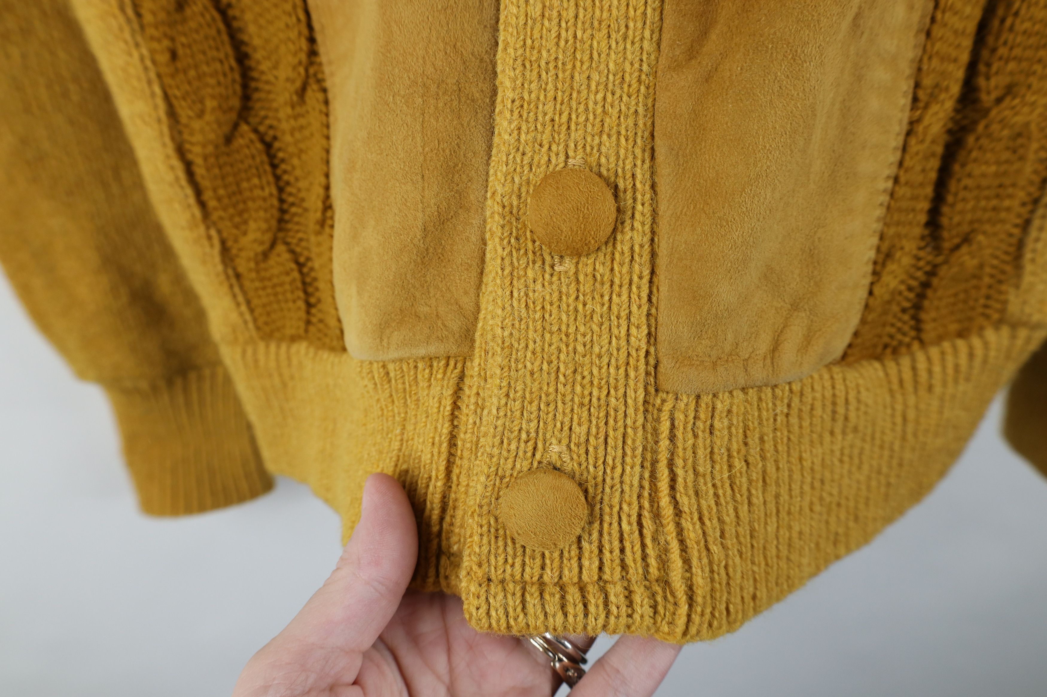 Vintage Vintage 50s Rockabilly Cable Knit Suede Cardigan Sweater USA Size US M / EU 48-50 / 2 - 4 Thumbnail
