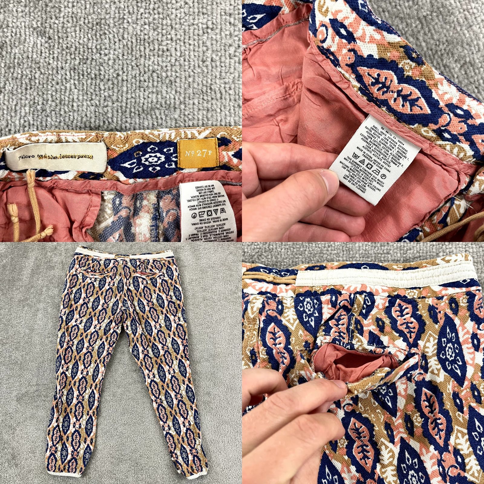 Anthropologie ANTHROPOLOGIE PILCRO and the LETTERPRESS Pants Womens 27 Paz Ikat Cropped Flowy Size 27" / US 4 / IT 40 - 8 Thumbnail