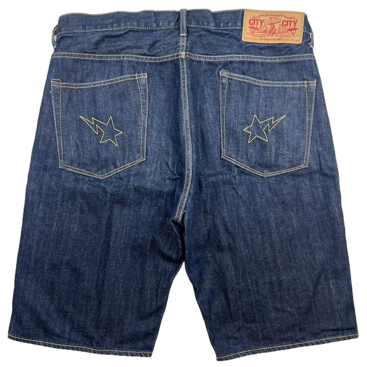 Vintage Bape Embroidered Star Denim Shorts / Jorts Waist 38