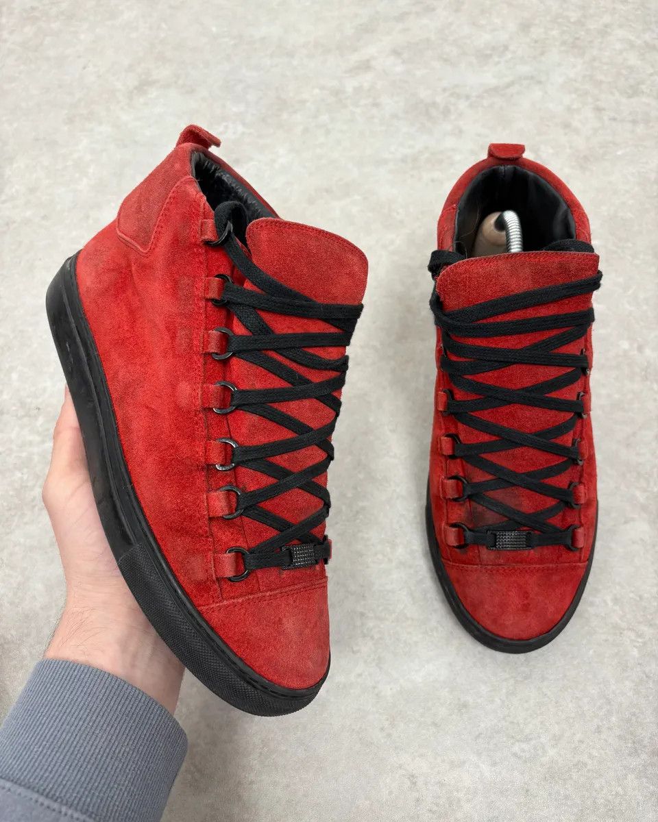 Balenciaga Balenciaga Arena Black & Red Suede Leather High Sneakers Size US 7.5 / EU 40-41 - 1 Thumbnail