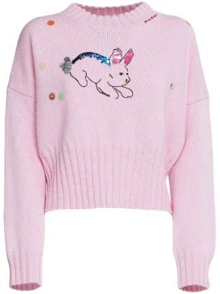 image of Marni O1W1Db10524 Knitted Jumper In Light Pink, Women's (Size XL)