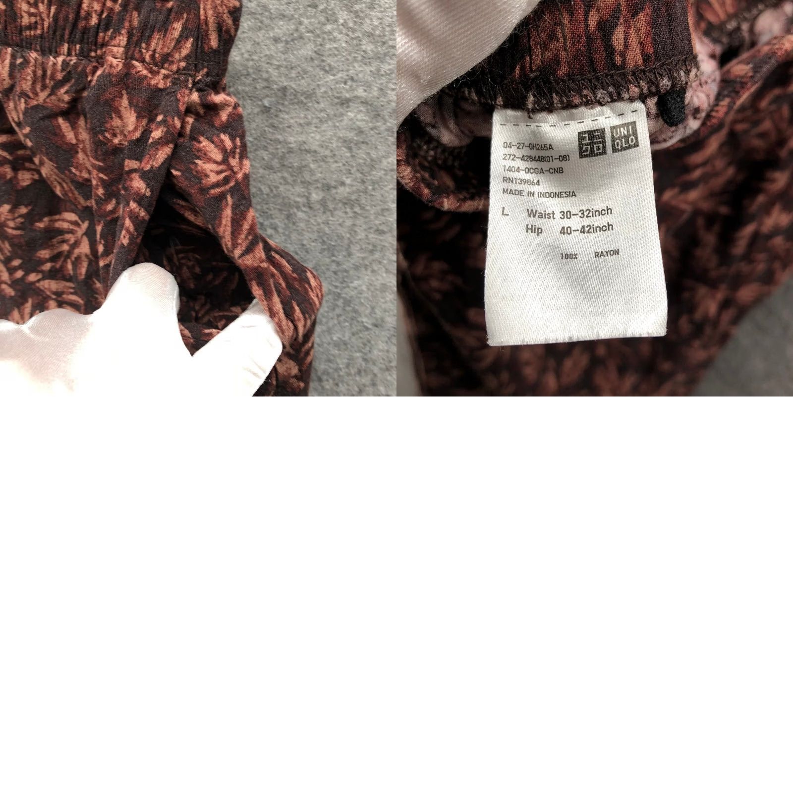 Uniqlo Uniqlo Pajama Pants Womens L Rayon Brown Palm Print Lounge Lightweight Tropical Size 36" / US 14 / IT 50 - 8 Thumbnail