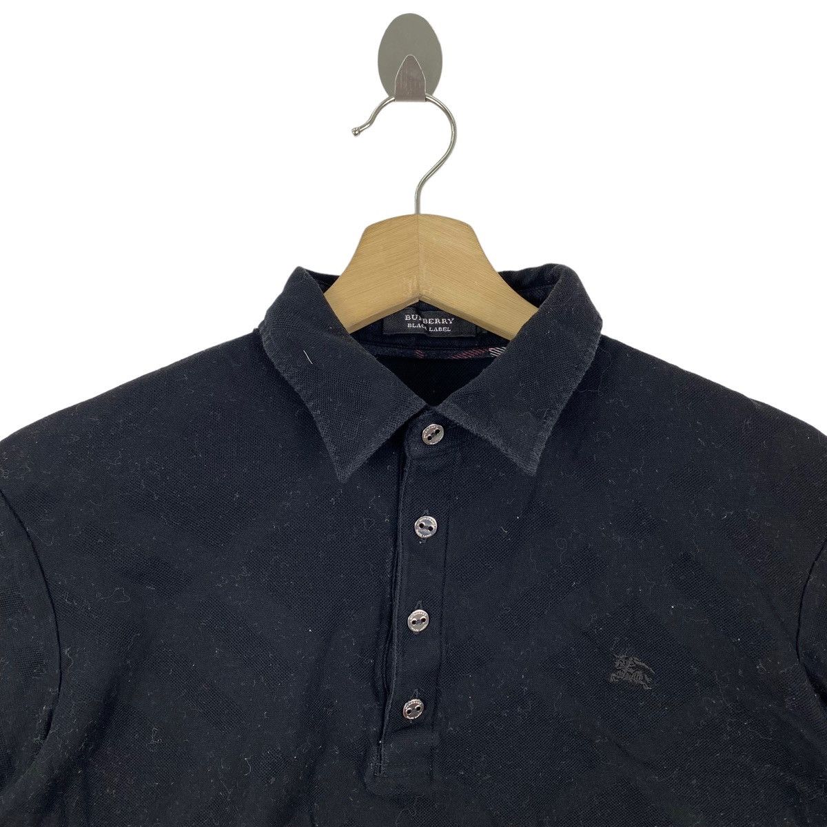 Burberry × Vintage Vintage BURBERRYS Black Label Collar Black Button Up Shirt Size US M / EU 48-50 / 2 - 2 Thumbnail