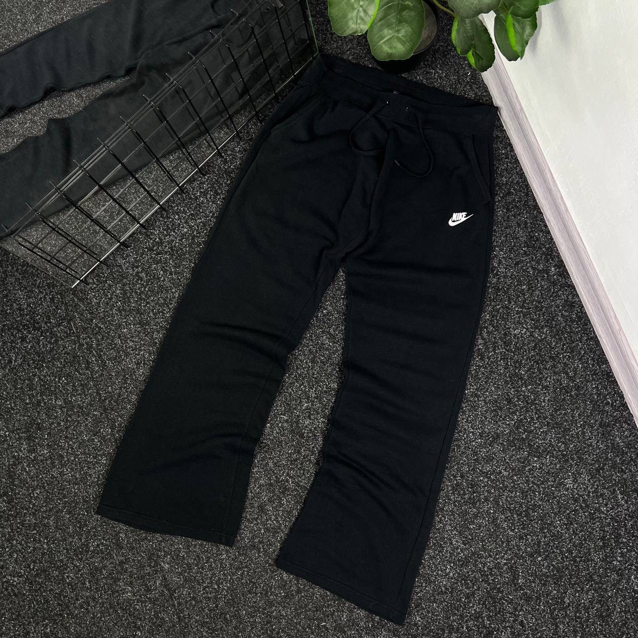 Nike × Vintage Nike Flare Sweatpants Black Parachute Mini Swoosh Y2k Style Size US 34 / EU 50 - 1 Thumbnail