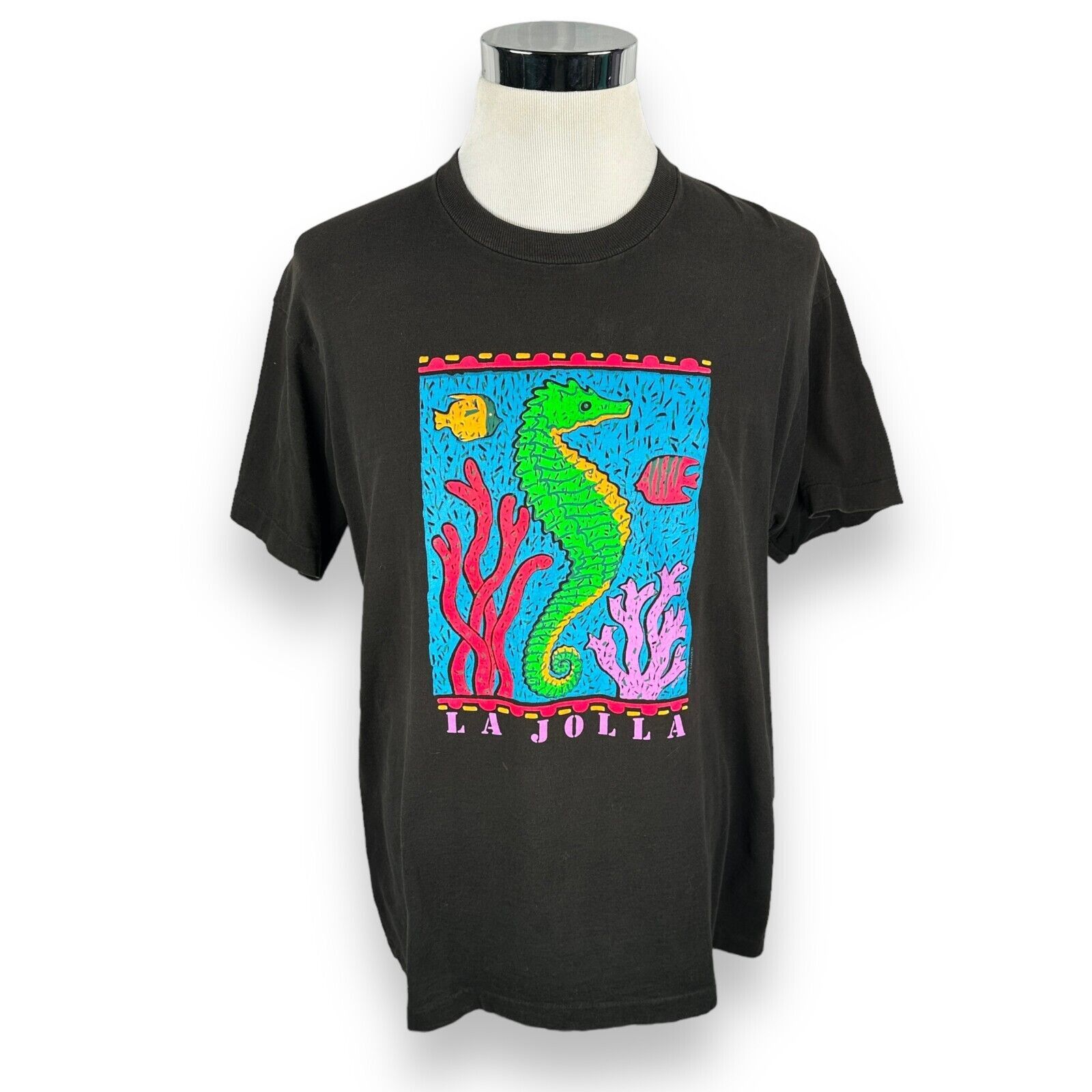 Fruit Of The Loom Vintage La Jolla California T-Shirt XL Black 