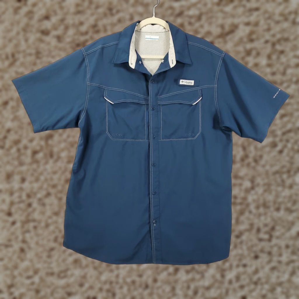 Vintage Columbia PFG Fishing Shirt Mens Large Blue Hidden Button Down Performance Gear Size US L / EU 52-54 / 3 - 1 Thumbnail