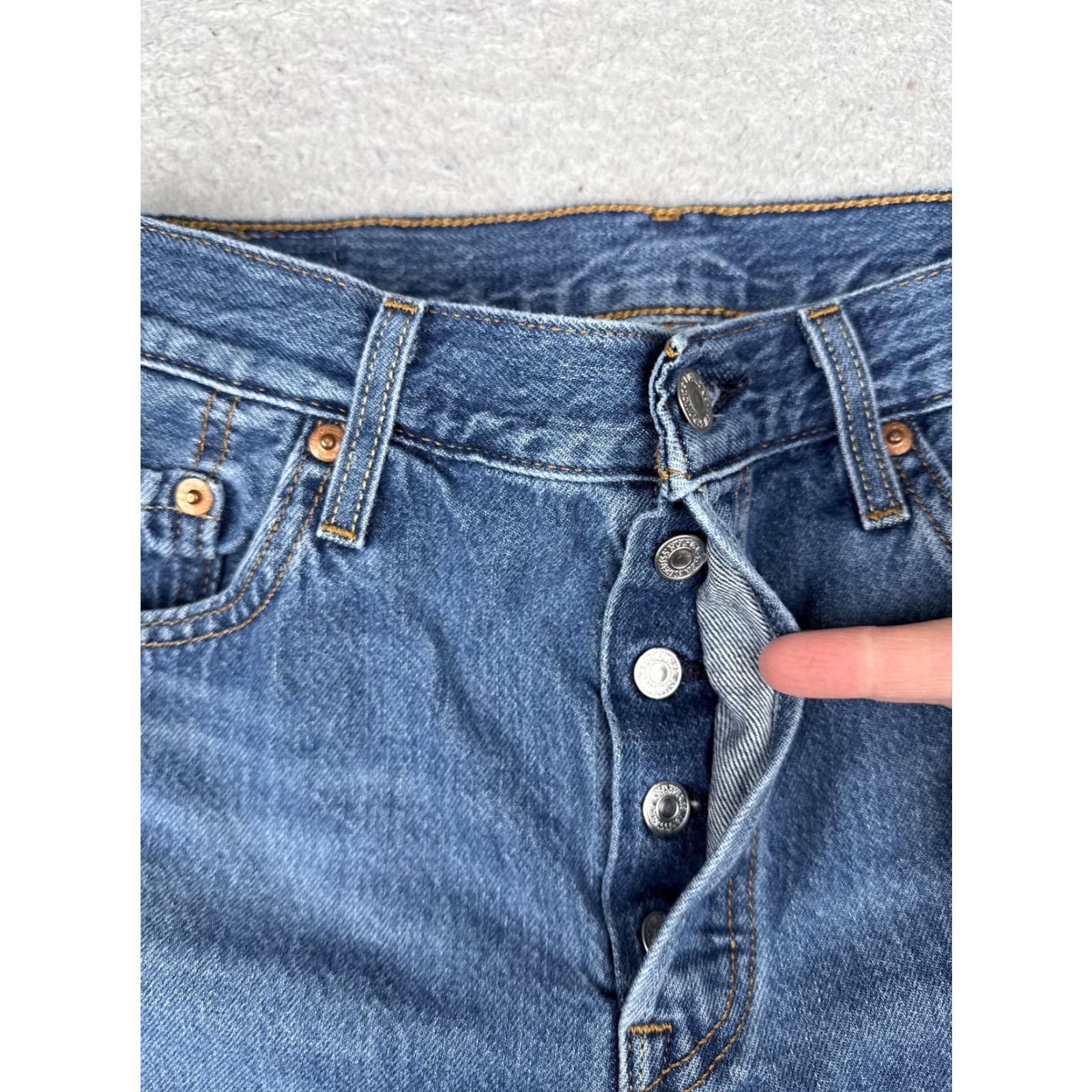 Levi's Levi's 501 Shorts Womens 29x6 Blue High Rise Button Fly Distressed Cut-Off Denim Shorts Size 29" - 6 Thumbnail