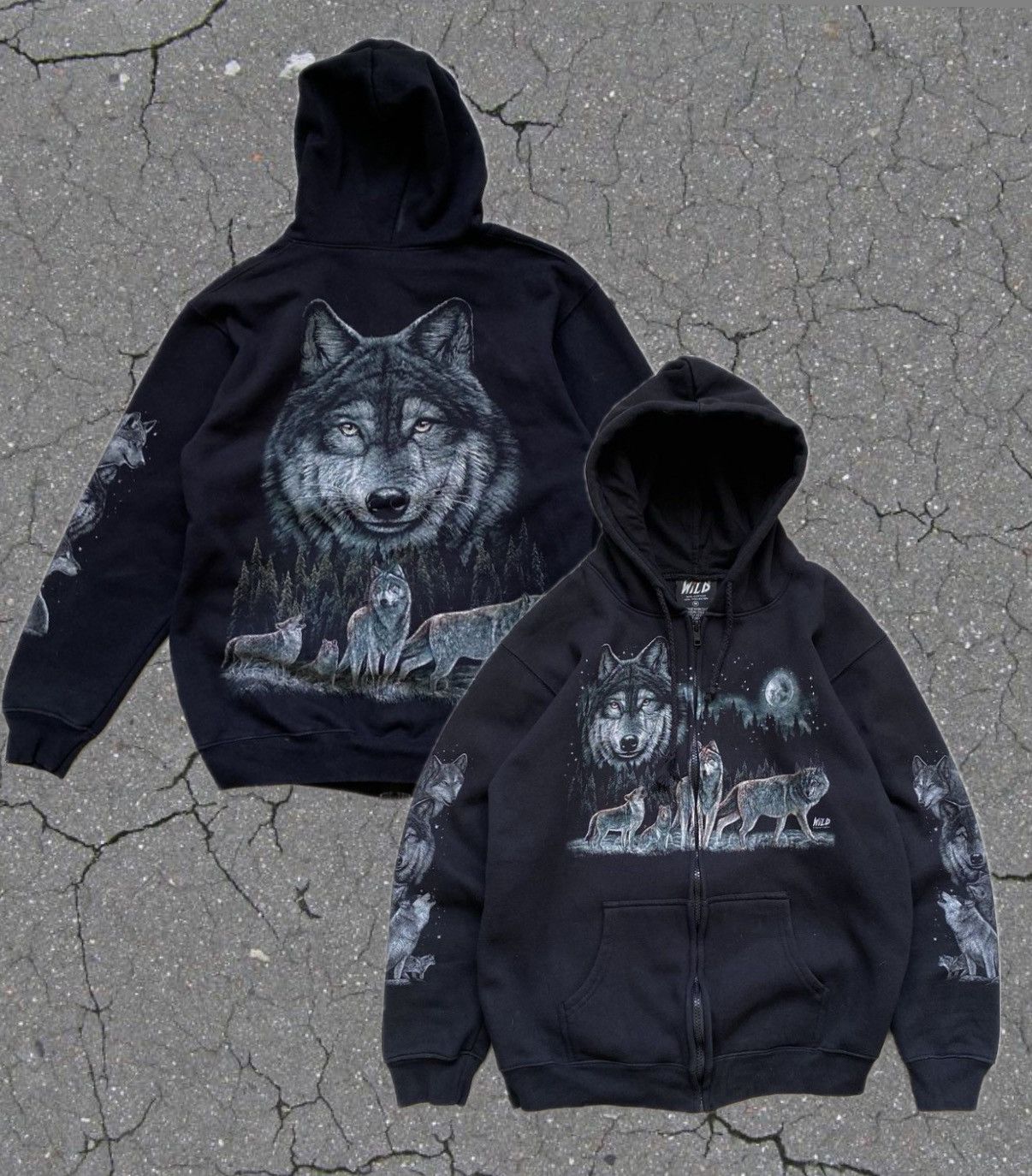 The Mountain 🐺Vintage Wild Wool logo zip up hoodie Y2K Size US XS / EU 42 / 0 - 1 Thumbnail