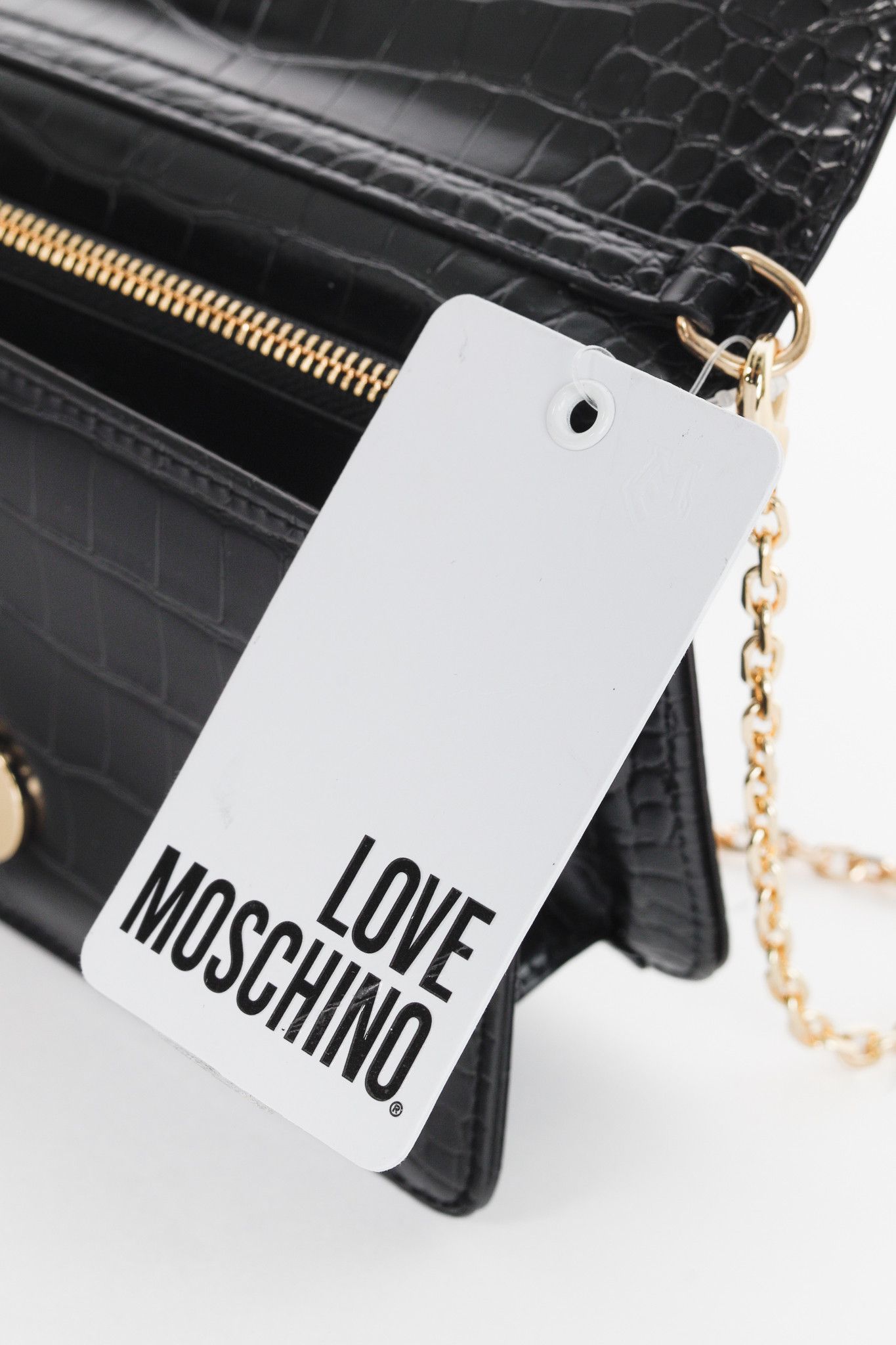 Love Moschino Love Moschino Nero PU Croco Flap Crossbody Bag Size ONE SIZE - 10 Thumbnail