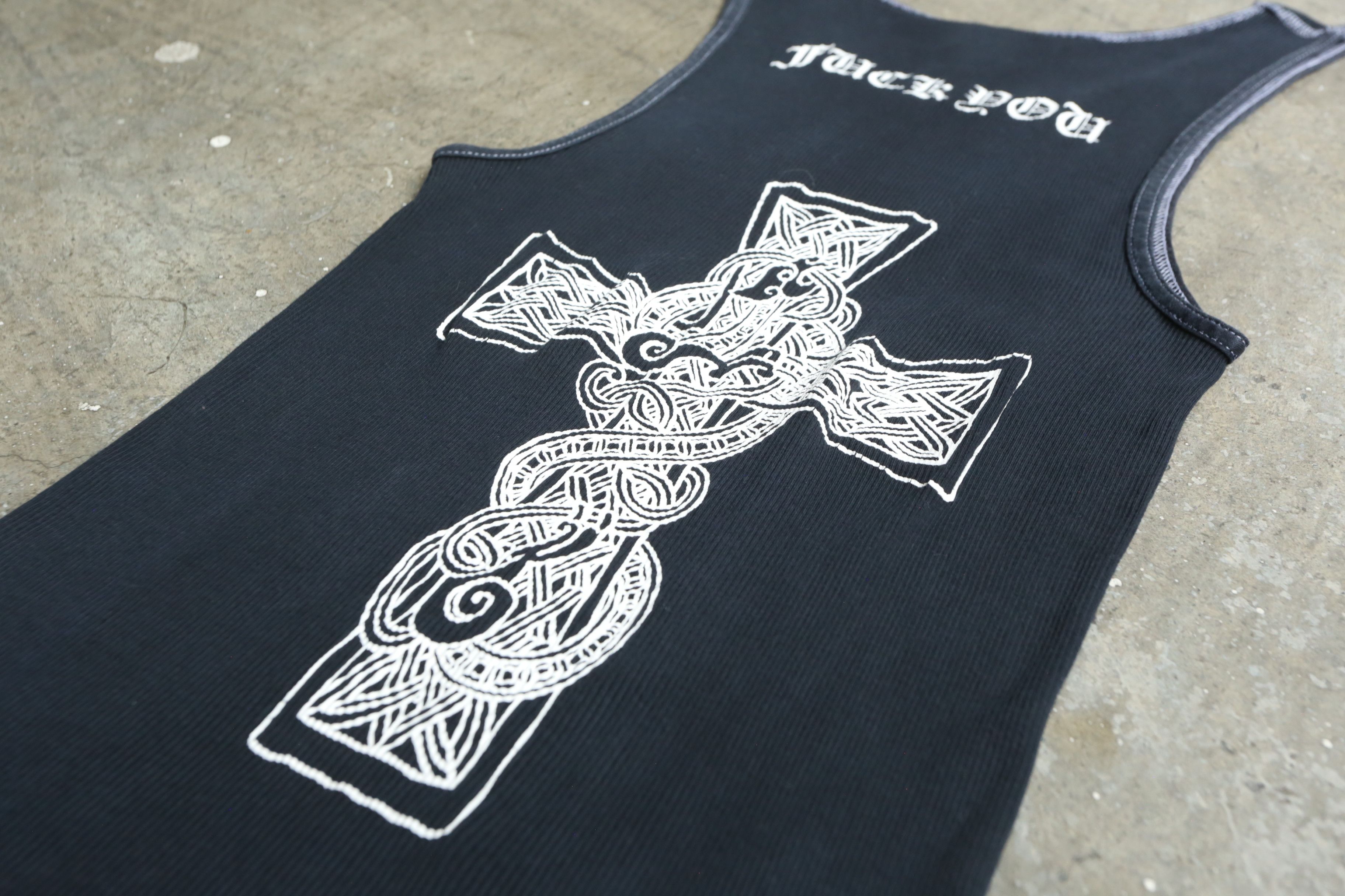 Chrome Hearts Chrome Hearts - "Fuck You" Celtic Cross Ribbed Tank Top Size US M / EU 48-50 / 2 - 3 Thumbnail