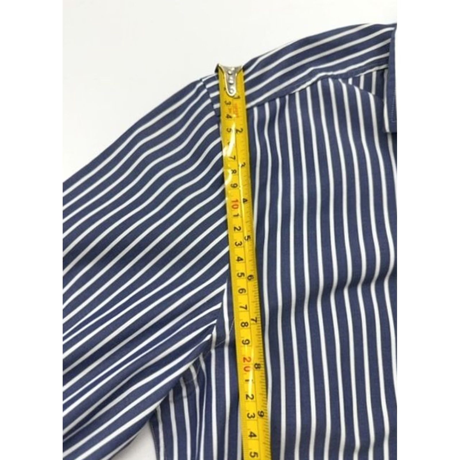 Hugo Boss VINTAGE Hugo Boss Mens Blue Striped Slim Fit Dress Shirt 42 Button-Down Collar Used Shirt Mens 42 Blue Striped Dress Shirt Business Prime Size 42R - 6 Thumbnail