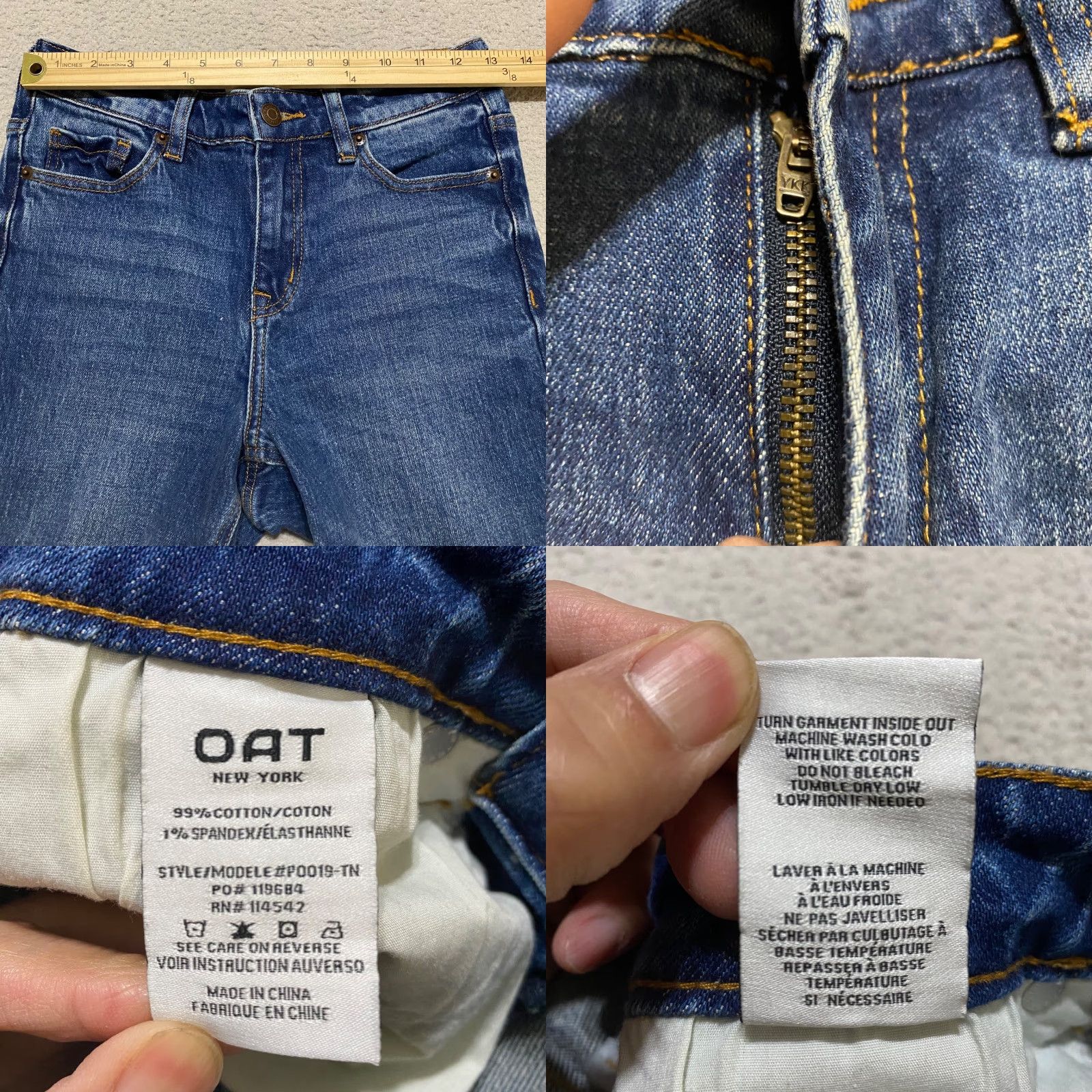 Denime OAT New York Jeans Womens Crop Blue Denim Medium Wash Distressed Raw Hem 25 in. Size 42" / US 20 - 8 Thumbnail