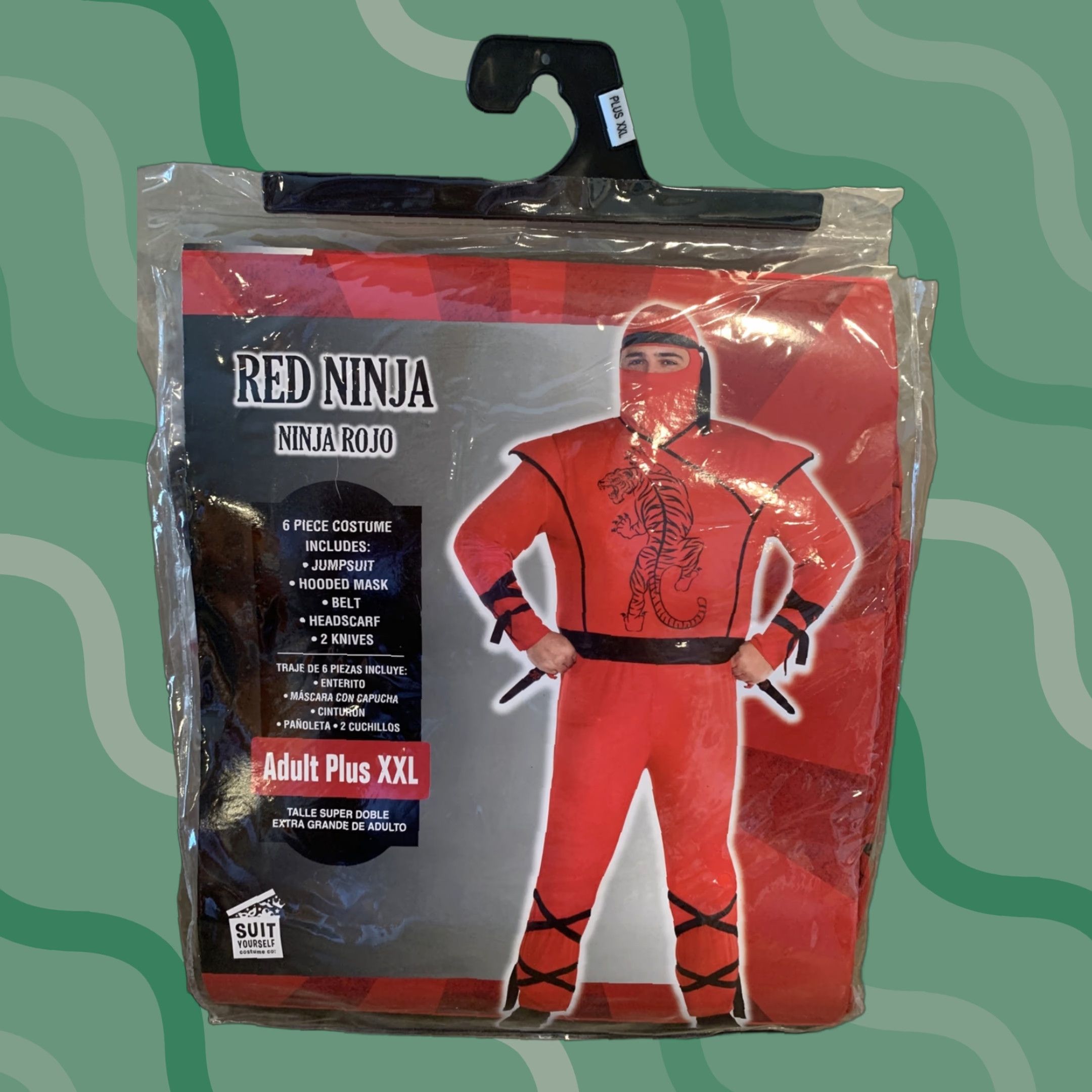 Vintage VINTAGE Red Ninja Halloween Costume - 6 Piece - BIG MAN Adult XXL Shirt Adult 2XL Red Ninja Theme Mens Size ONE SIZE - 1 Thumbnail