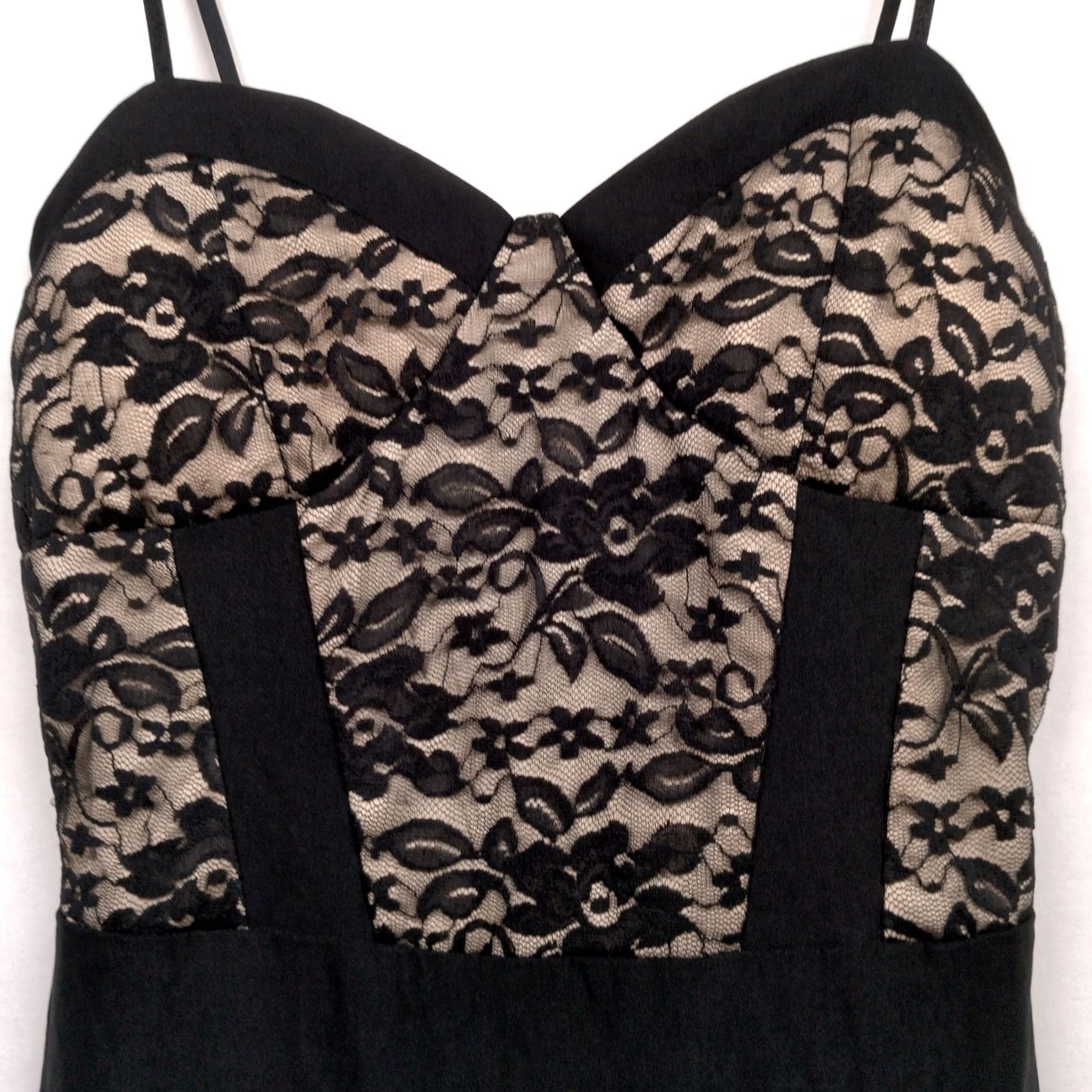 Vintage Top 10 Cocktail Dress Medium Black Lace Sleeveless Sweetheart Short Sexy Evening Party Dress Women Size M / US 6-8 / IT 42-44 - 6 Thumbnail