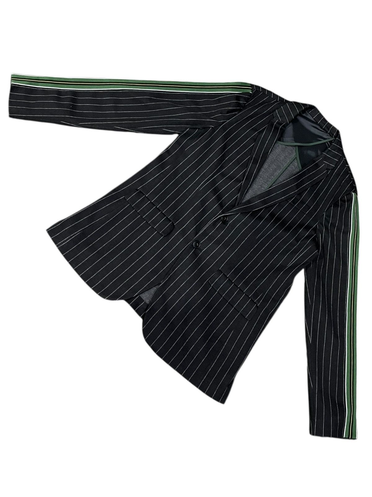 Zara ZARA Avant Pinstripe Stripe Panel Blazer Tailored Edge Size 44S - 3 Thumbnail