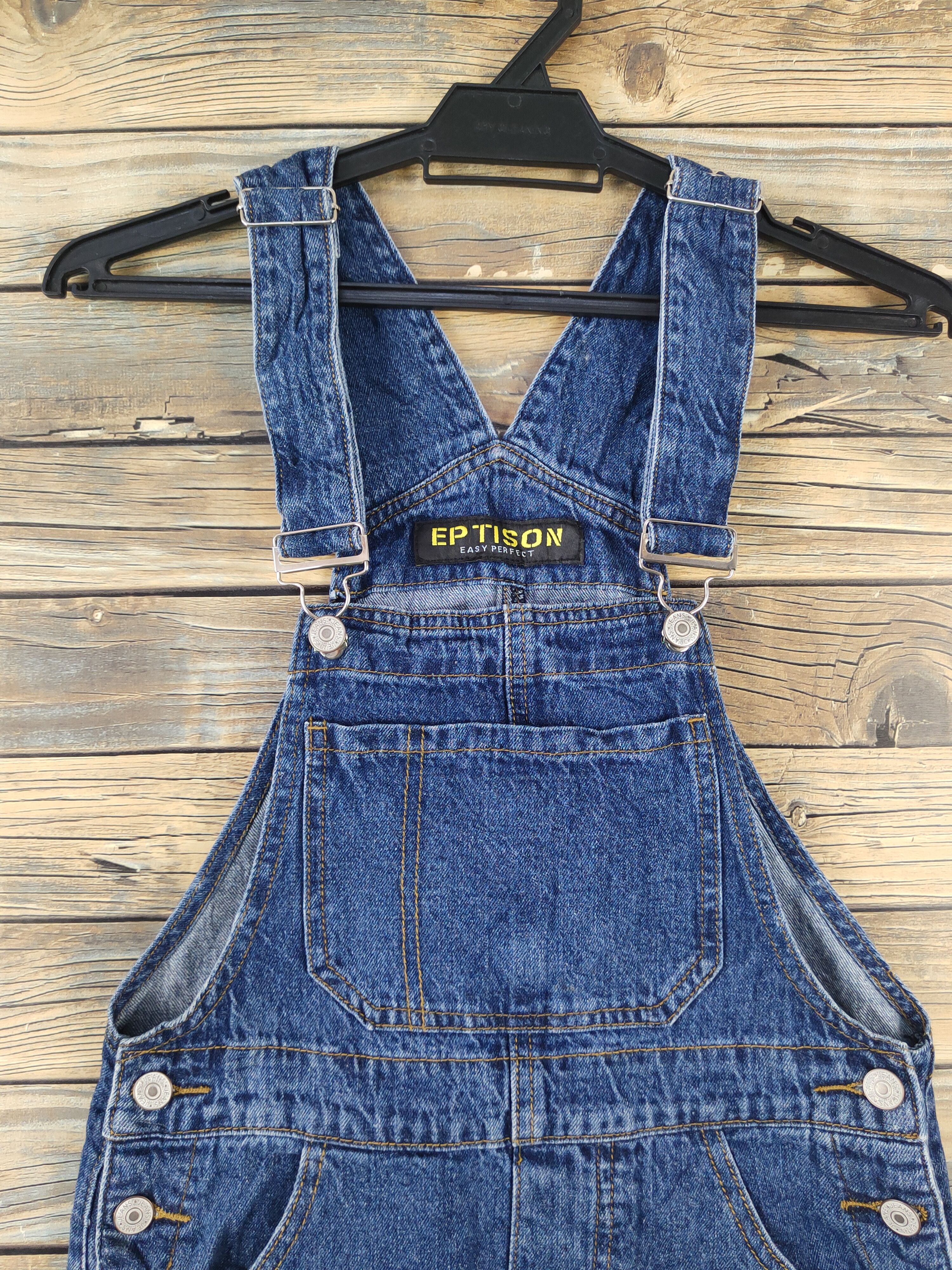 Japanese Brand × Vintage Eptison Dark Blue Distressed Denim Skirt Jumpsuits Size 29" - 2 Thumbnail