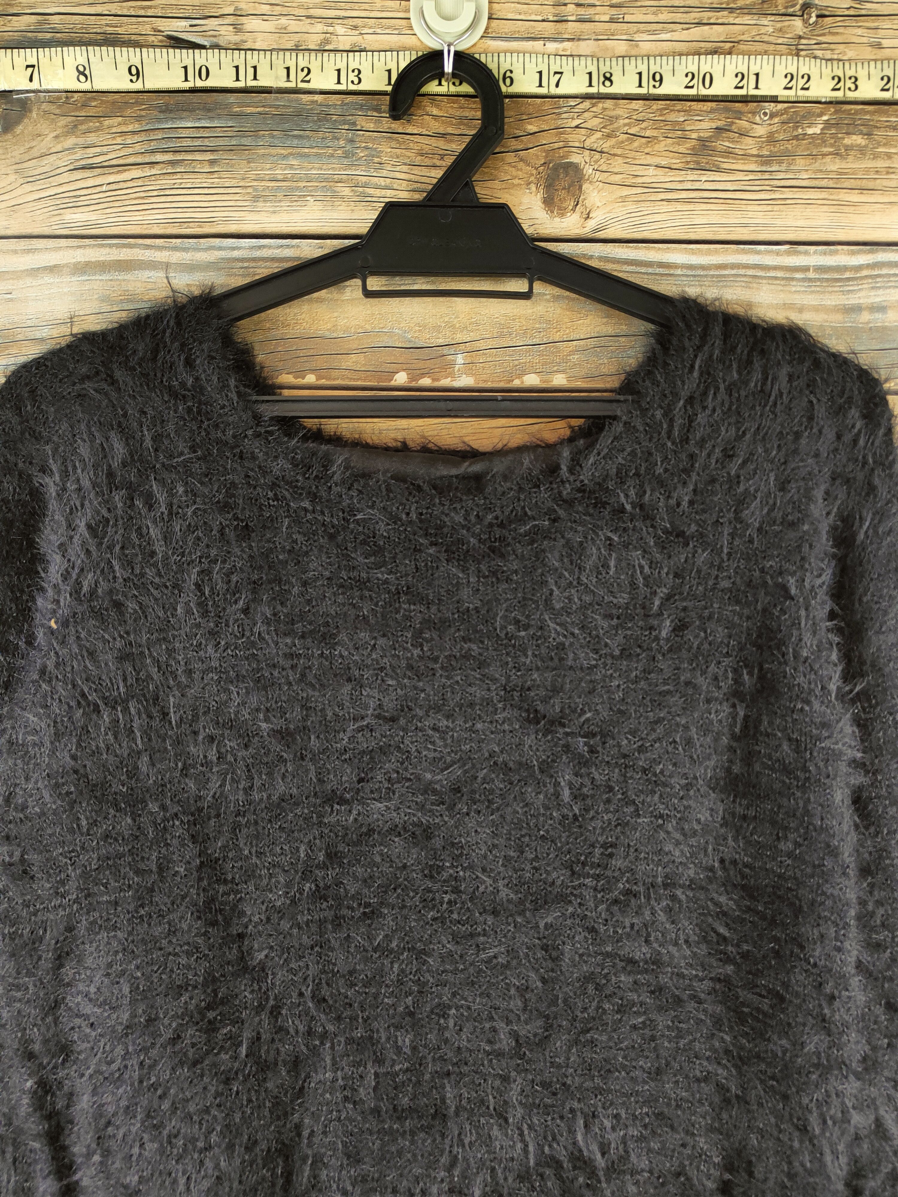 Japanese Brand DL Cecil McBee Black Fur Mohair Knitwear #46-546 Size M / US 6-8 / IT 42-44 - 2 Thumbnail