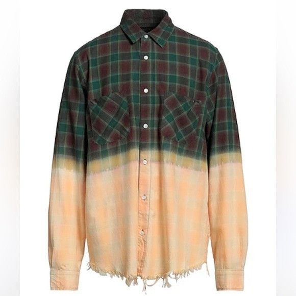 Amiri Amiri Tie Dye Two Tone Bleach Effect Flannel Shirt Green Mul Size US XL / EU 56 / 4 - 1 Thumbnail