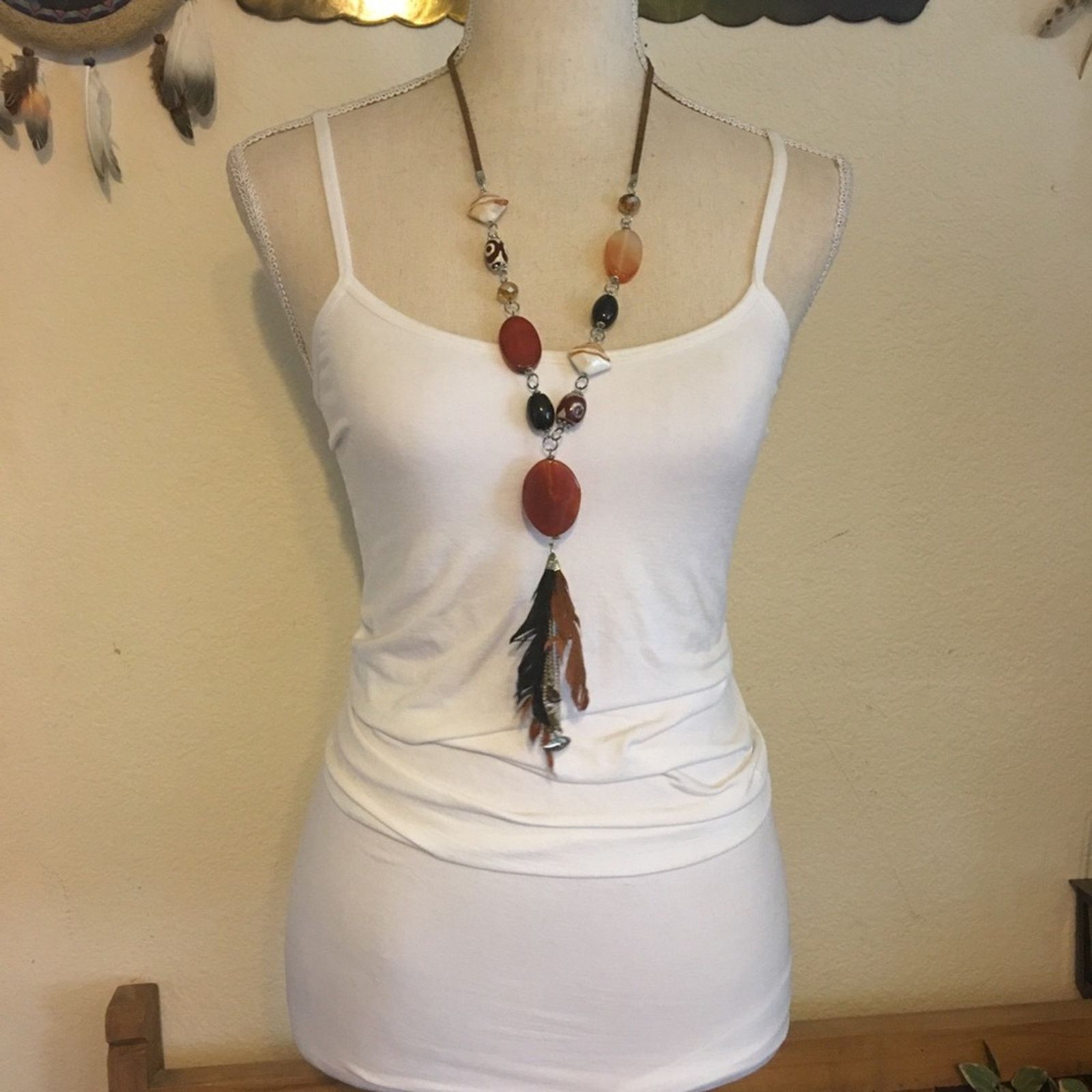 Jewelry Glass bead evil eye suede cord long necklace Size ONE SIZE - 4 Thumbnail