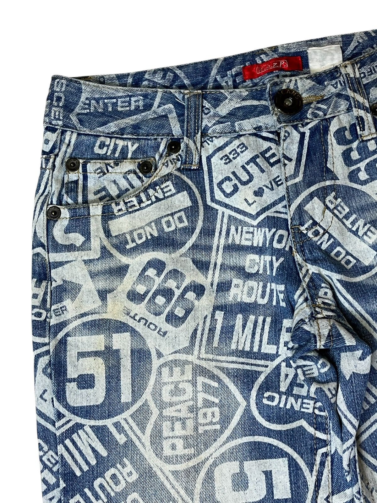 Le Grande Bleu (L.G.B.) Sick japanese subculture W.A.Z.P fullprint route 666 jeans Size US 30 / EU 46 - 6 Thumbnail