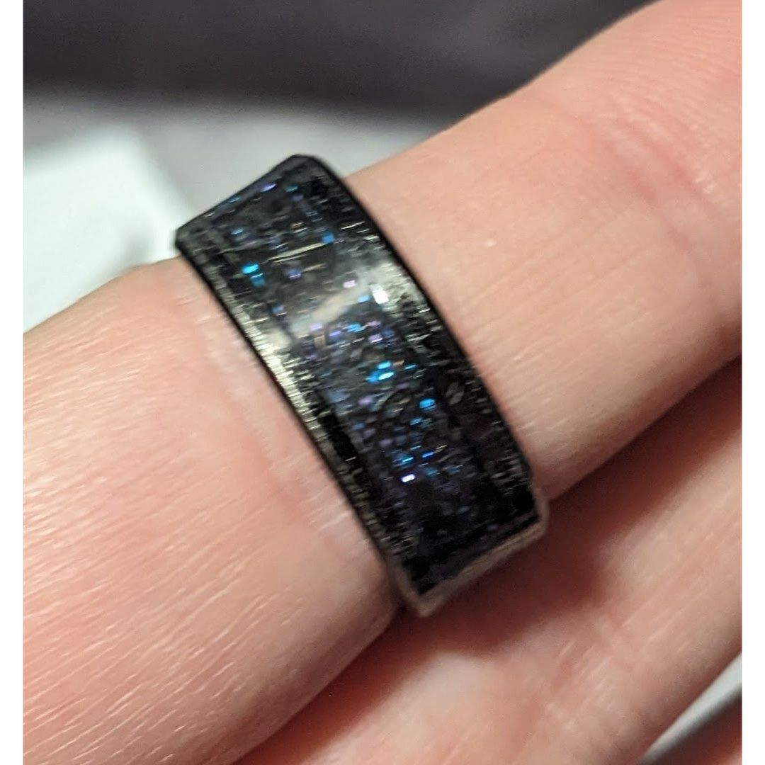 Other Gothic Black Stainless Steel Blue And Purple Glitter Inlay R Size ONE SIZE - 13 Thumbnail