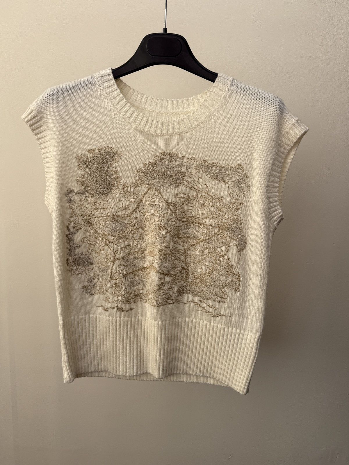 Dior Christian Dior Luxury Knit Vest Bee Embroidery Cream Womens Size S / US 4 / IT 40 - 2 Thumbnail