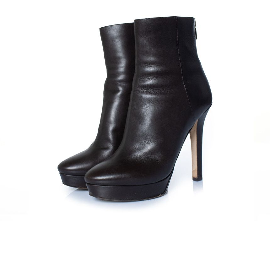 Jimmy Choo Jimmy Choo, dark brown leather platform boots Size US 9.5 / IT 39.5 - 1 Thumbnail