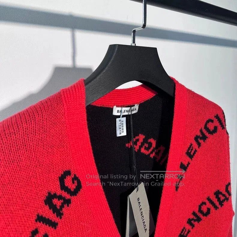 Balenciaga Balenciaga Red Logo Cardigan Sweater. Size US S / EU 44-46 / 1 - 3 Thumbnail