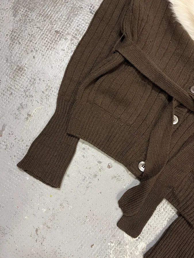 Prada 2000s Prada Brown Fur Collar Cardigan Sweater Size M / US 6-8 / IT 42-44 - 6 Thumbnail