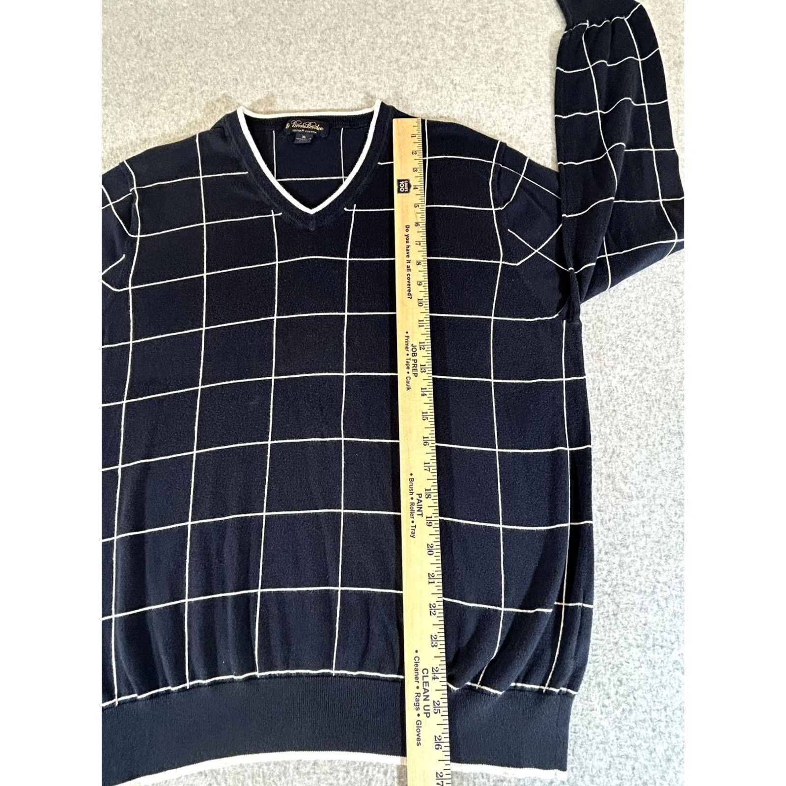 Brooks Brothers Brooks Brothers Sweater Mens XL Navy Windowpane V Neck Pullover Knit Size US XL / EU 56 / 4 - 4 Thumbnail