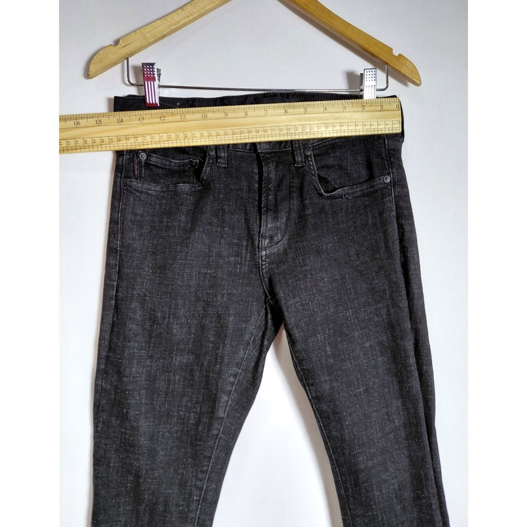 John Varvatos JOHN VARVATOS U.S.A Jeans Wight Skinny Straight Black Men Size 29 31 Inseam Stretch Cotton Blend Button Fly Denim Vintage No Mens Size US 29 - 5 Thumbnail