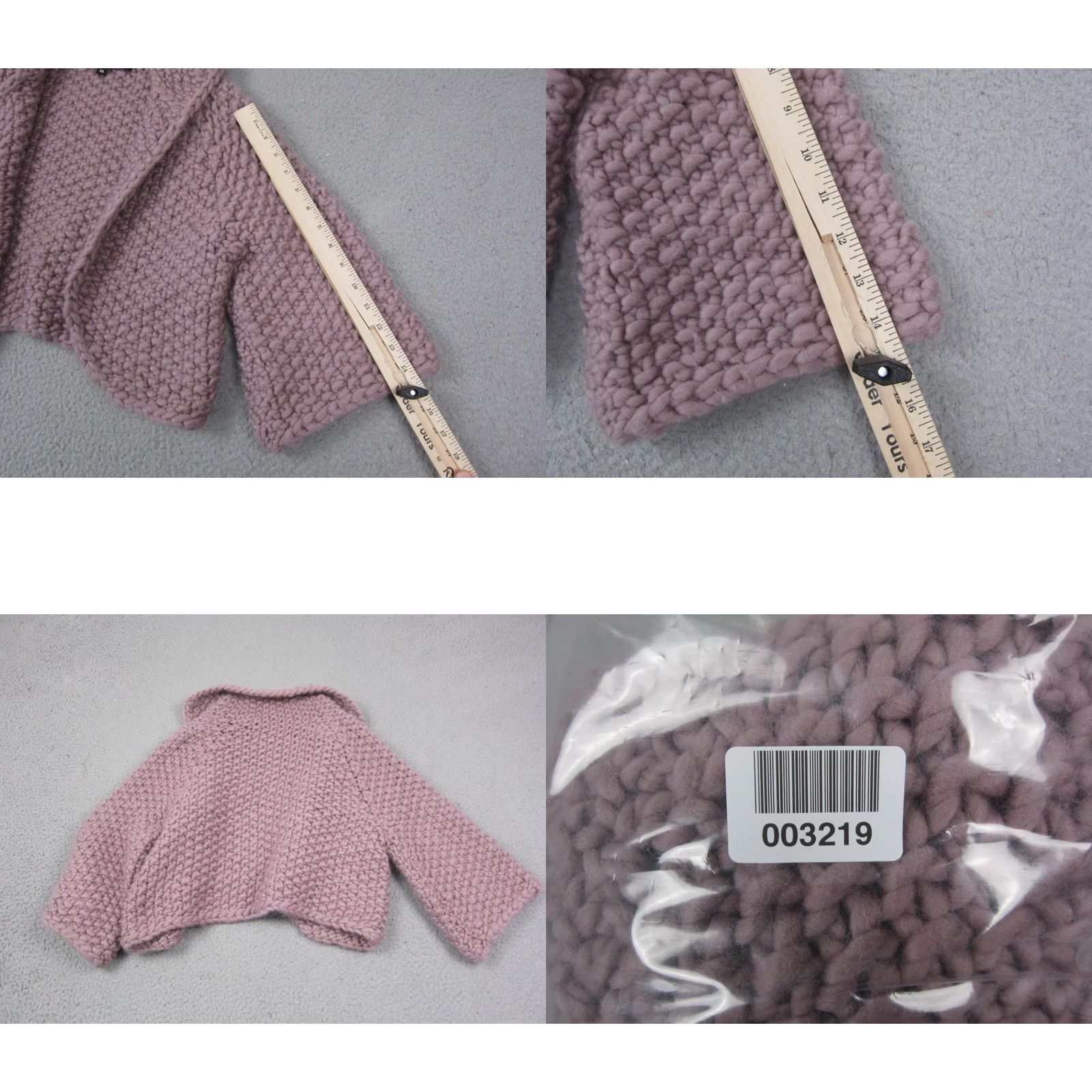 Vintage Twinkle by Wenlan Cardigan Womens Medium Pink Wool Chunky Knit Crop Open Size M / US 6-8 / IT 42-44 - 9 Thumbnail