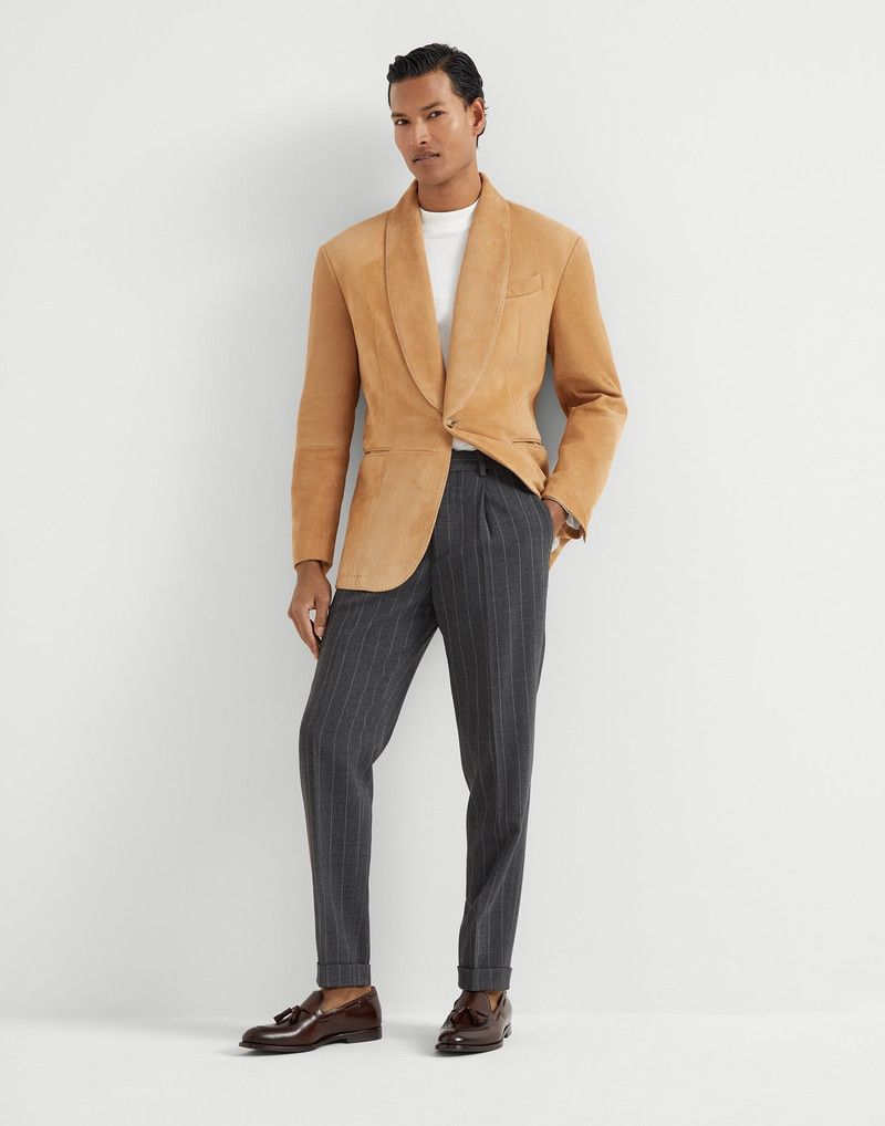 Brunello Cucinelli o1la1rc1a0326 Country Suede Blazer in Camel Size US M / EU 48-50 / 2 - 5 Thumbnail