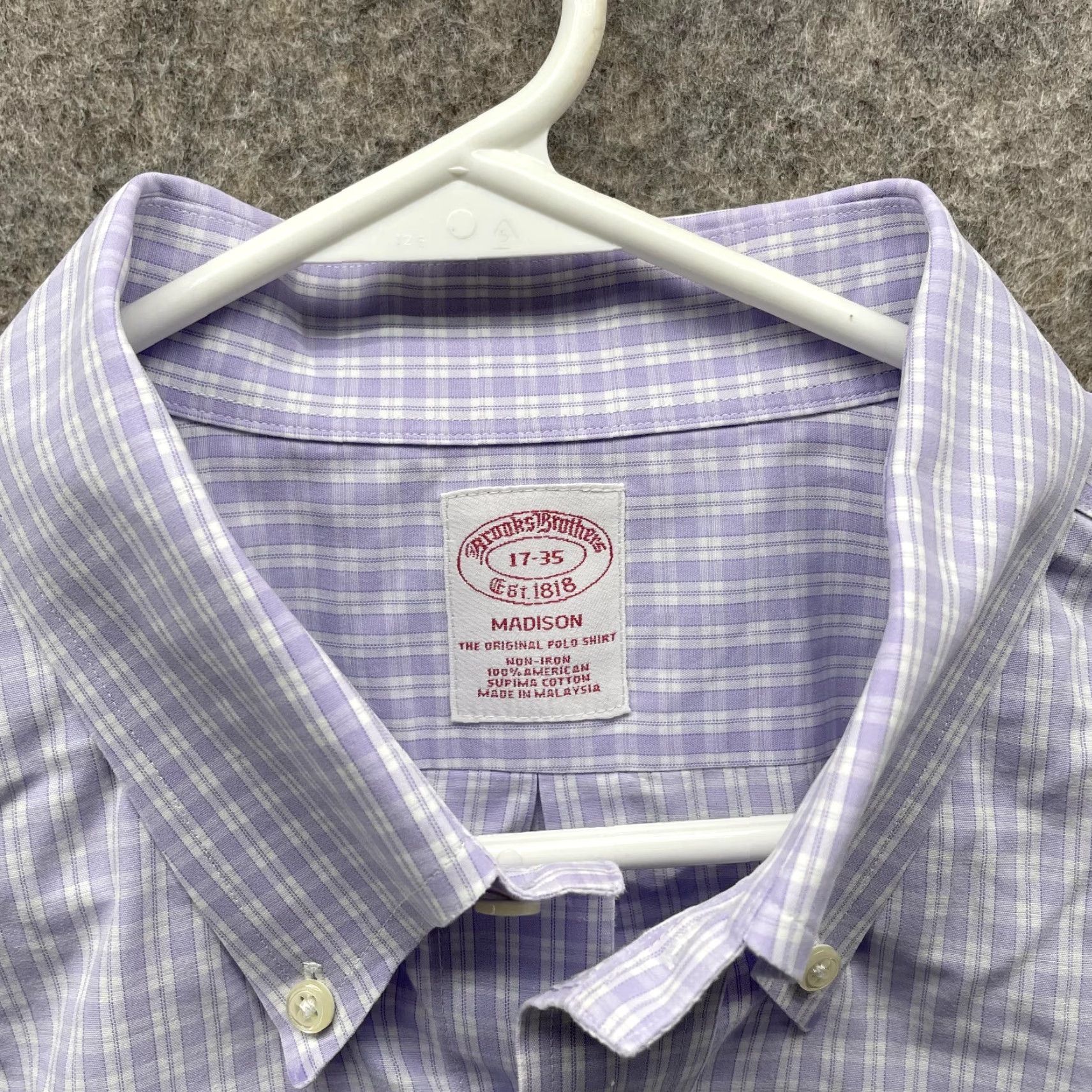 Brooks Brothers VINTAGE Brooks Brothers Shirt Men 17 35 Check Purple Button-Down Madison Preppy Shirt Women? Size US XL / EU 56 / 4 - 6 Thumbnail