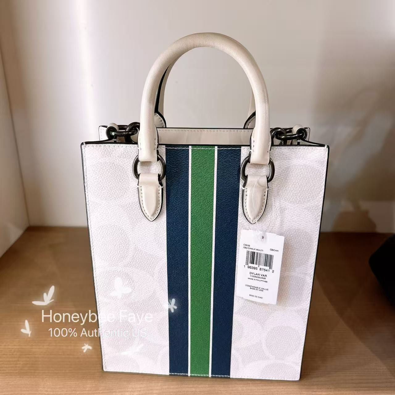 Coach Dylan Tote Bag In Signature Canvas With Varsity Stripe CBI38 Size ONE SIZE - 4 Thumbnail