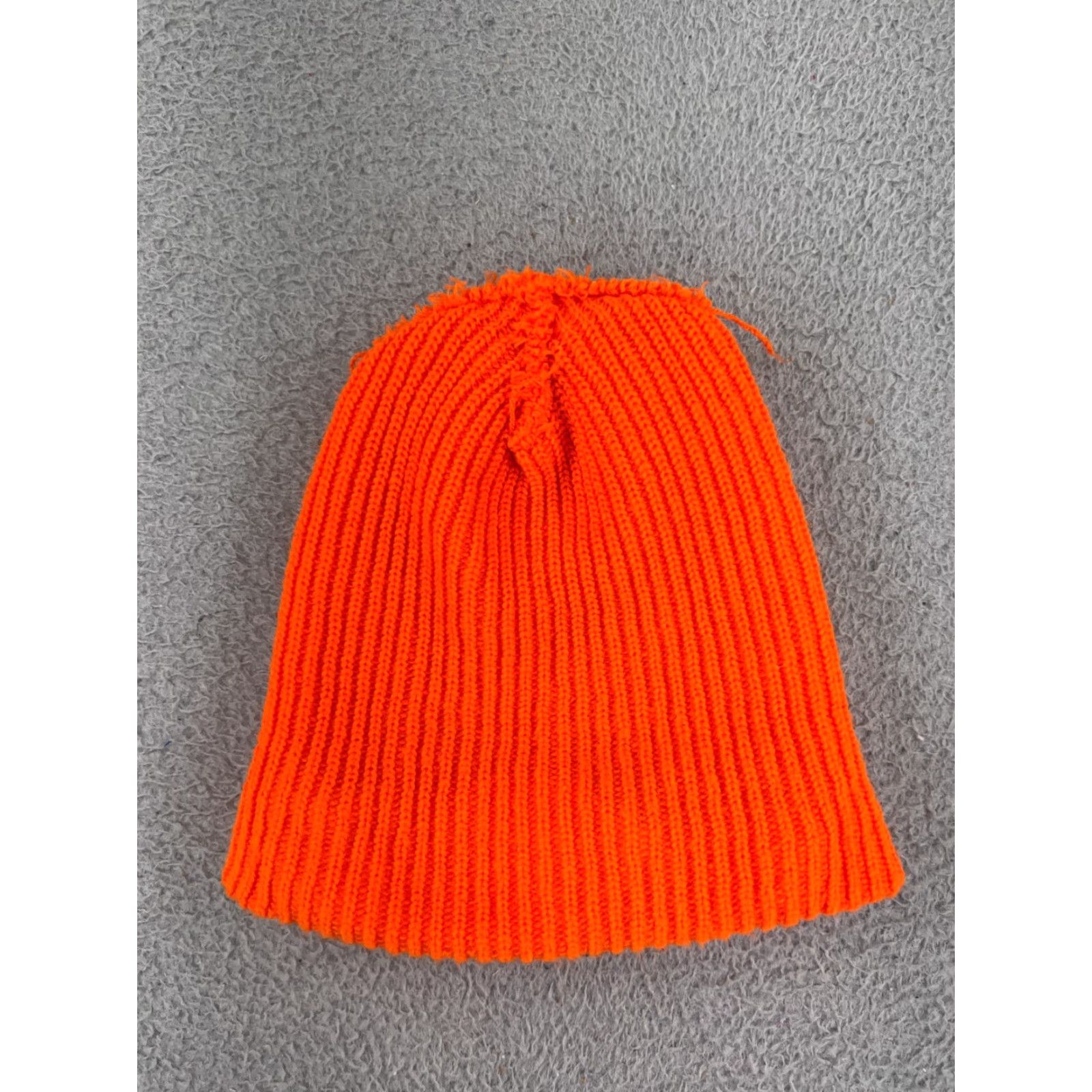 Vintage Beanie Hat Adult One Size Orange Knit Acrylic Hunting Snow Ski High Visibility USA Hunting Cap Mens Size ONE SIZE - 3 Thumbnail