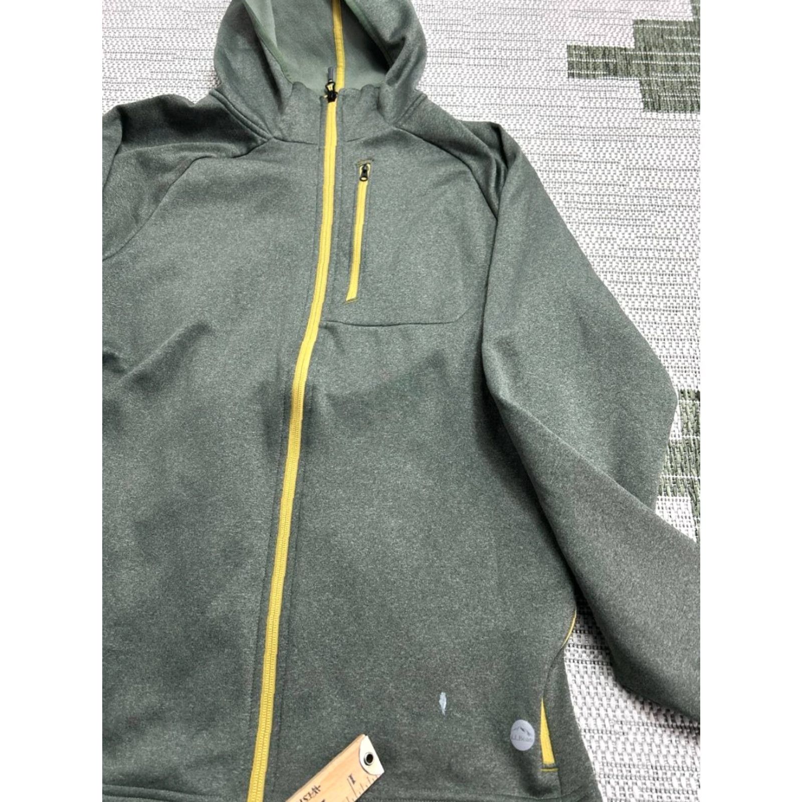 Vintage L.L. Bean Hoodie Mens Large Green Stretch Fleece Lined Slightly Fitted Full Zip Shirt Size US L / EU 52-54 / 3 - 4 Thumbnail