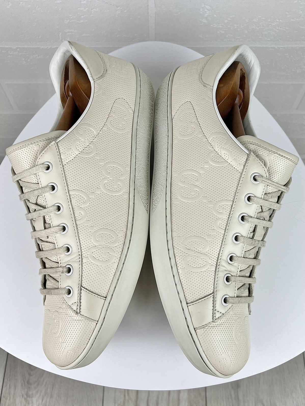 Gucci GUCCI Sneakers Leather Embossed GG Interlocking Monogram Men Size US 11.5 / EU 44-45 - 12 Thumbnail