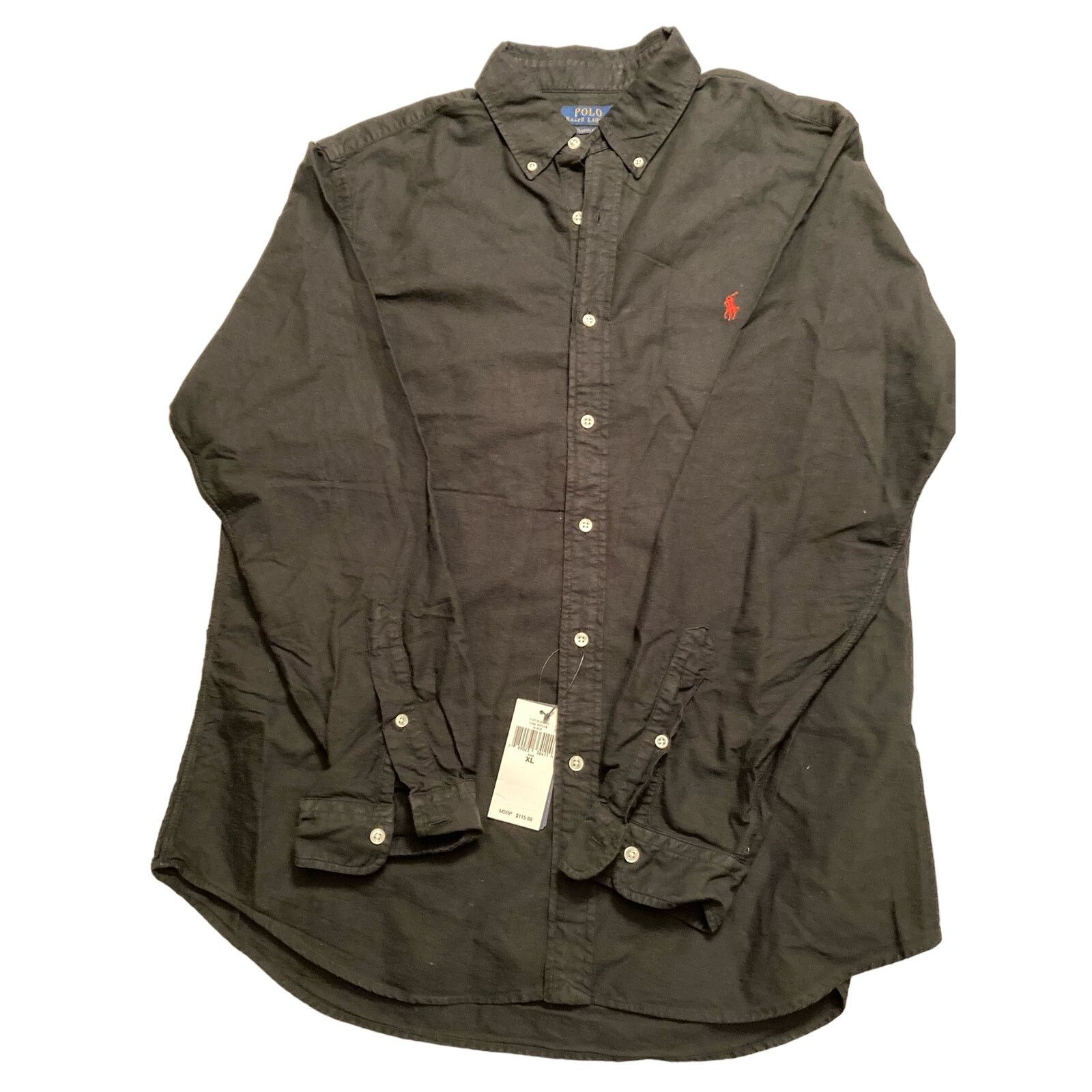 Polo Ralph Lauren Polo Ralph Lauren Standard Fit Oxford Shirt Black Sz XL Size US XL / EU 56 / 4 - 3 Thumbnail