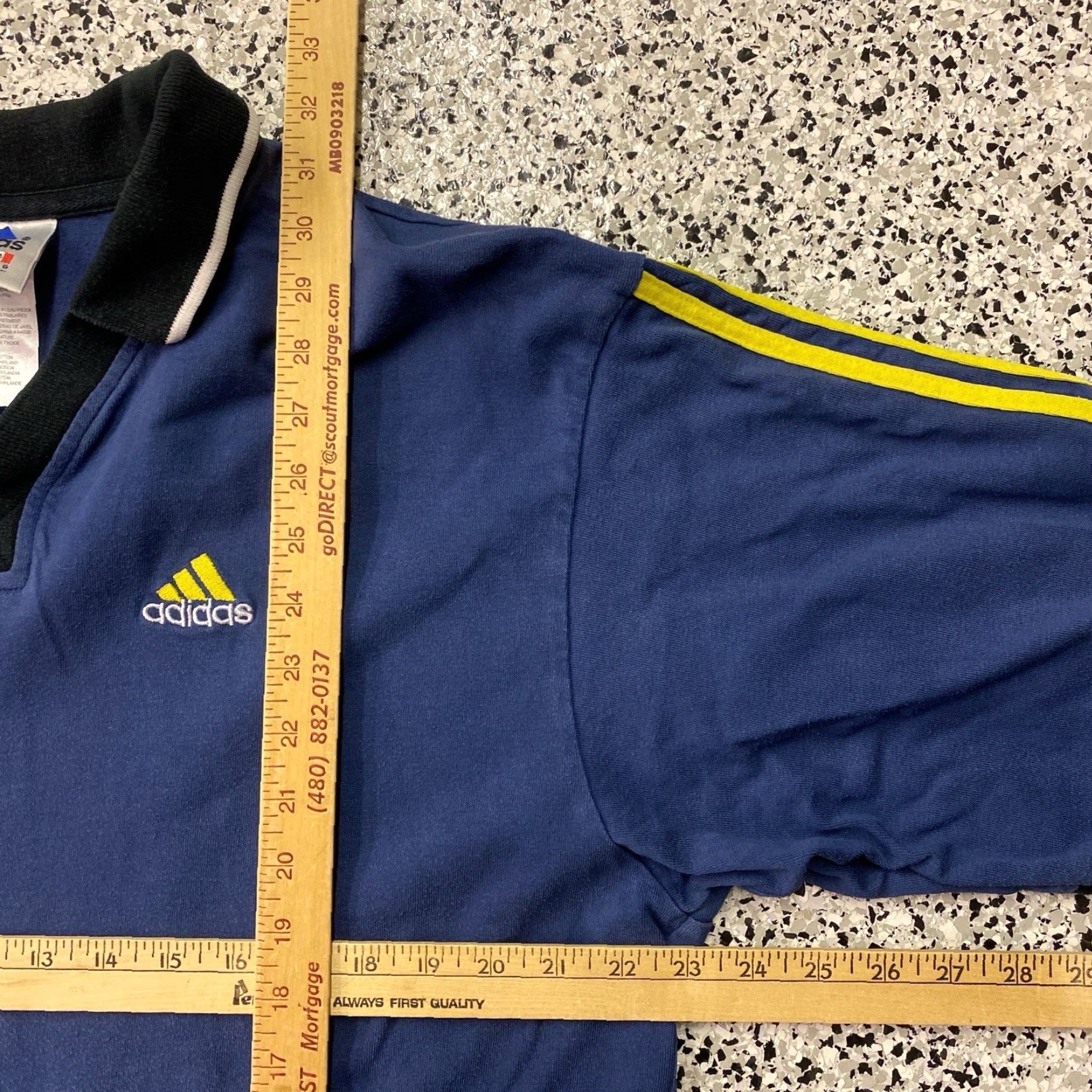 Adidas VINTAGE adidas Long Sleeve Rugby Cotton Polo Blue Yellow Black Men’s Large Size US L / EU 52-54 / 3 - 3 Thumbnail