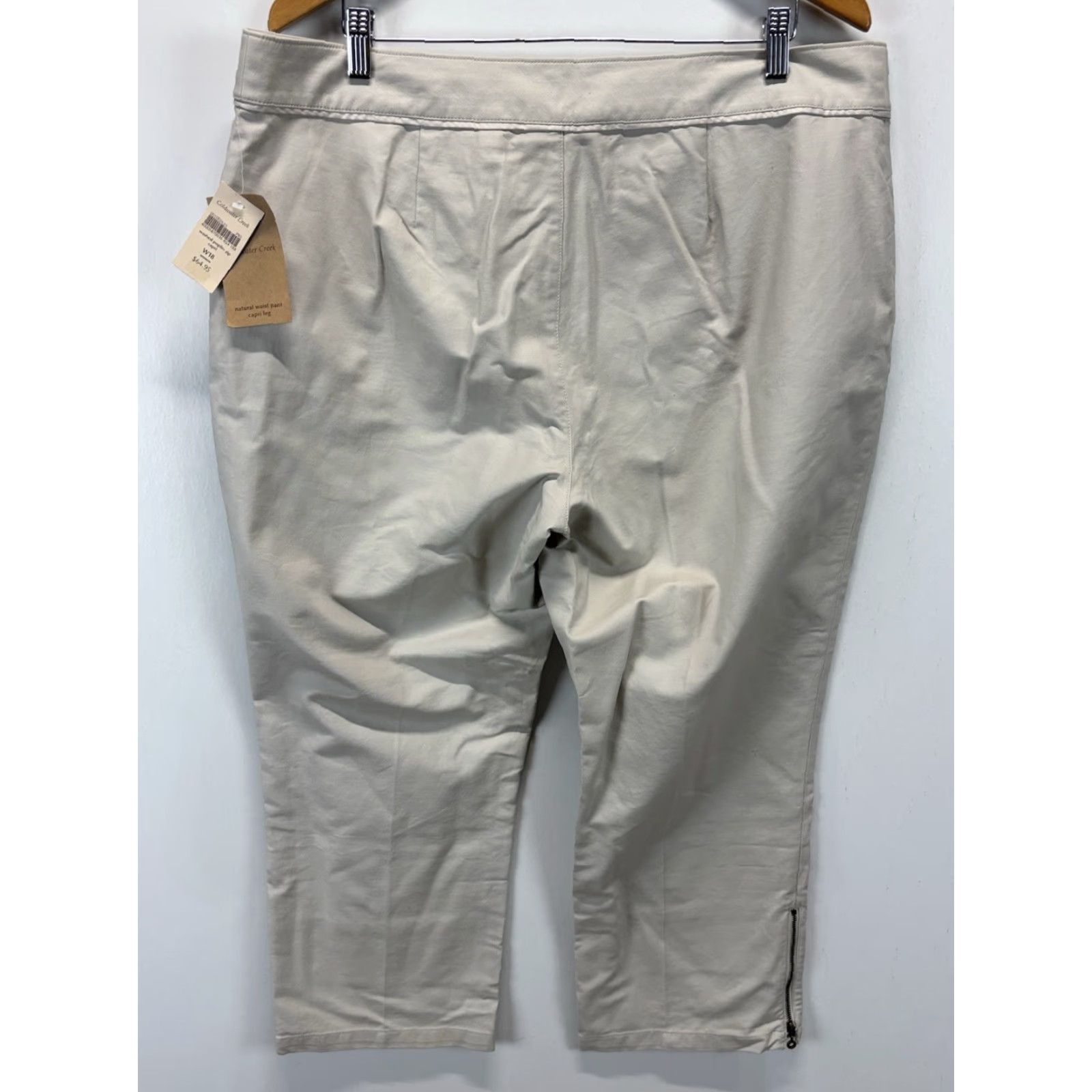 Coldwater Creek COLDWATER CREEK Plus Size 18W Women’s Beige Washed Poplin Zip Capri Pants Size 40" / US 18 - 3 Thumbnail