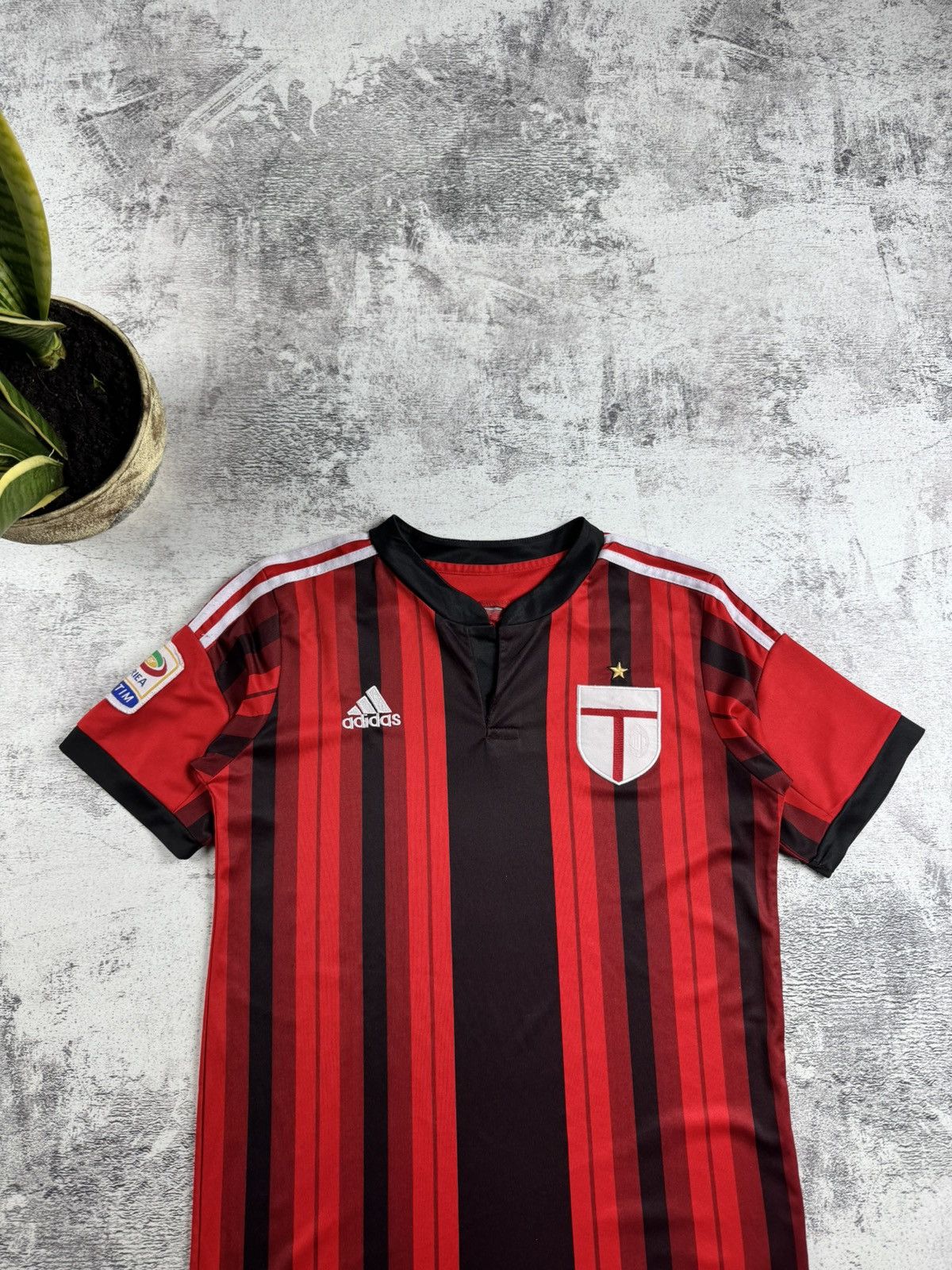 Adidas AC MILAN Adidas 2014/2015 Serie A Red Home Soccer Football T Shirt Jersey Kit Size US S / EU 44-46 / 1 - 5 Thumbnail
