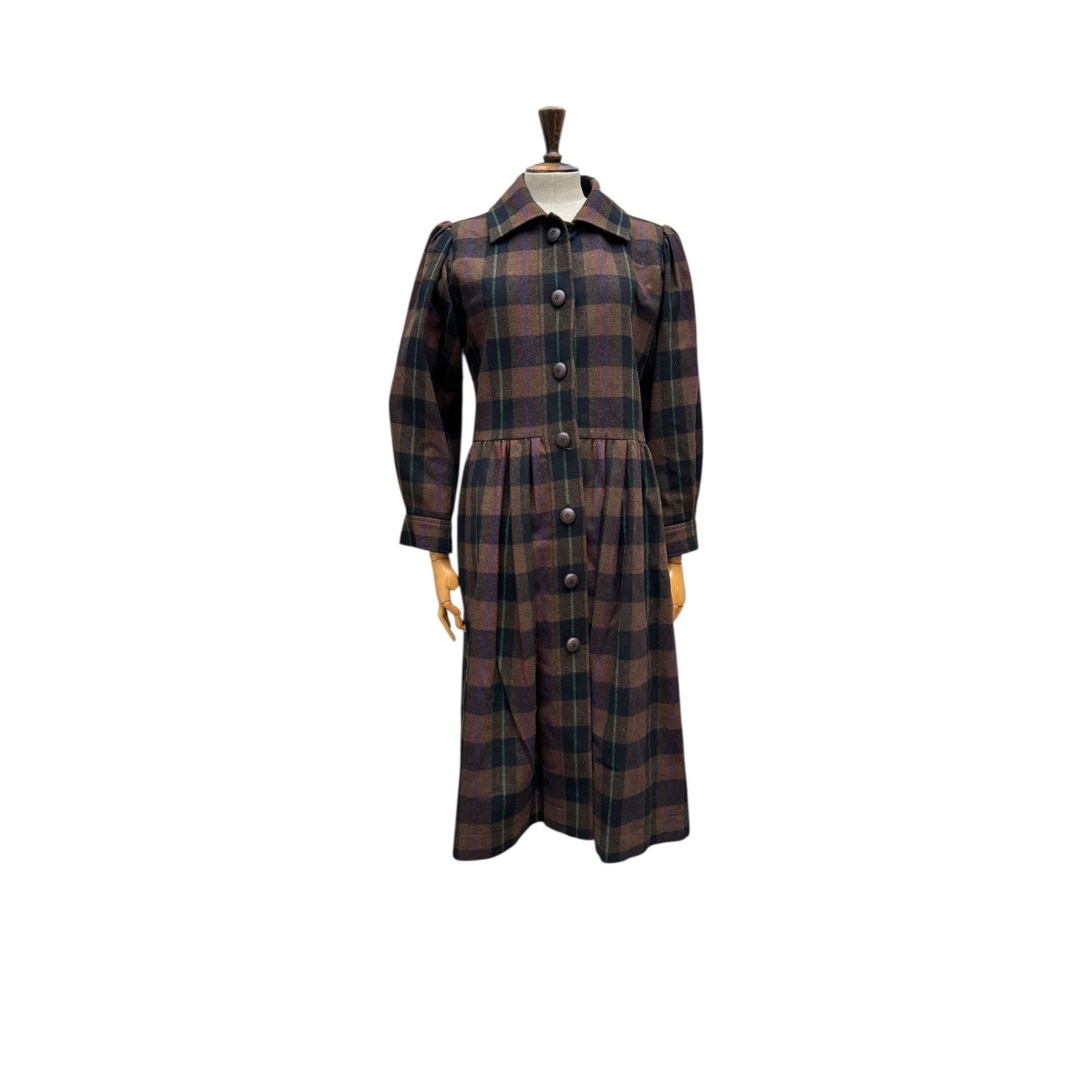 Yves Saint Laurent FW 1976 Brown & Black Checkered Plaid Wool Coat Size M / US 6-8 / IT 42-44 - 1 Thumbnail