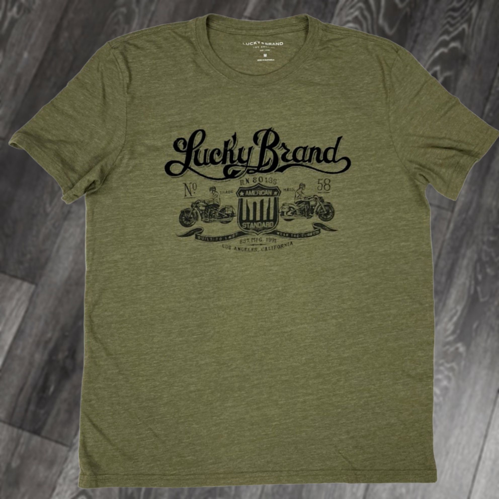 Lucky Brand Lucky Brand Motorcycle Logo Graphic T-shirt Men Medium Green Short Sleeve Size US M / EU 48-50 / 2 - 1 Thumbnail