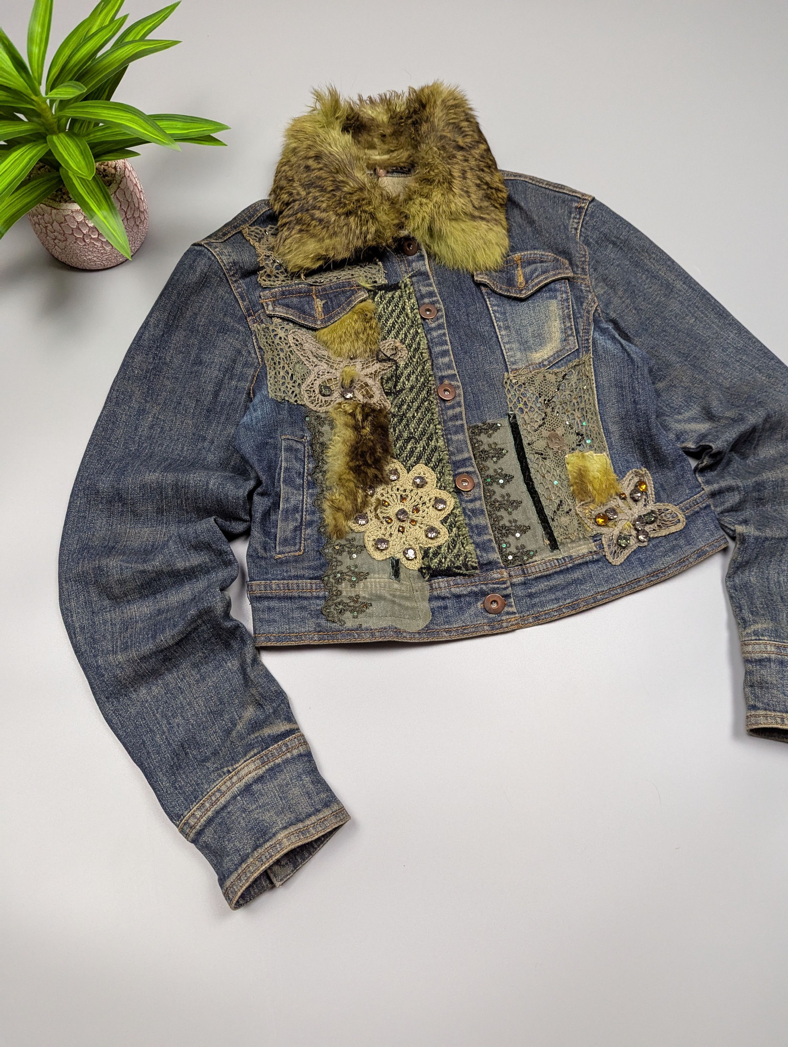 Hysteric Glamour Y2K Boho Denim Jacket S/M Faux Fur Collar Size S / US 4 / IT 40 - 3 Thumbnail