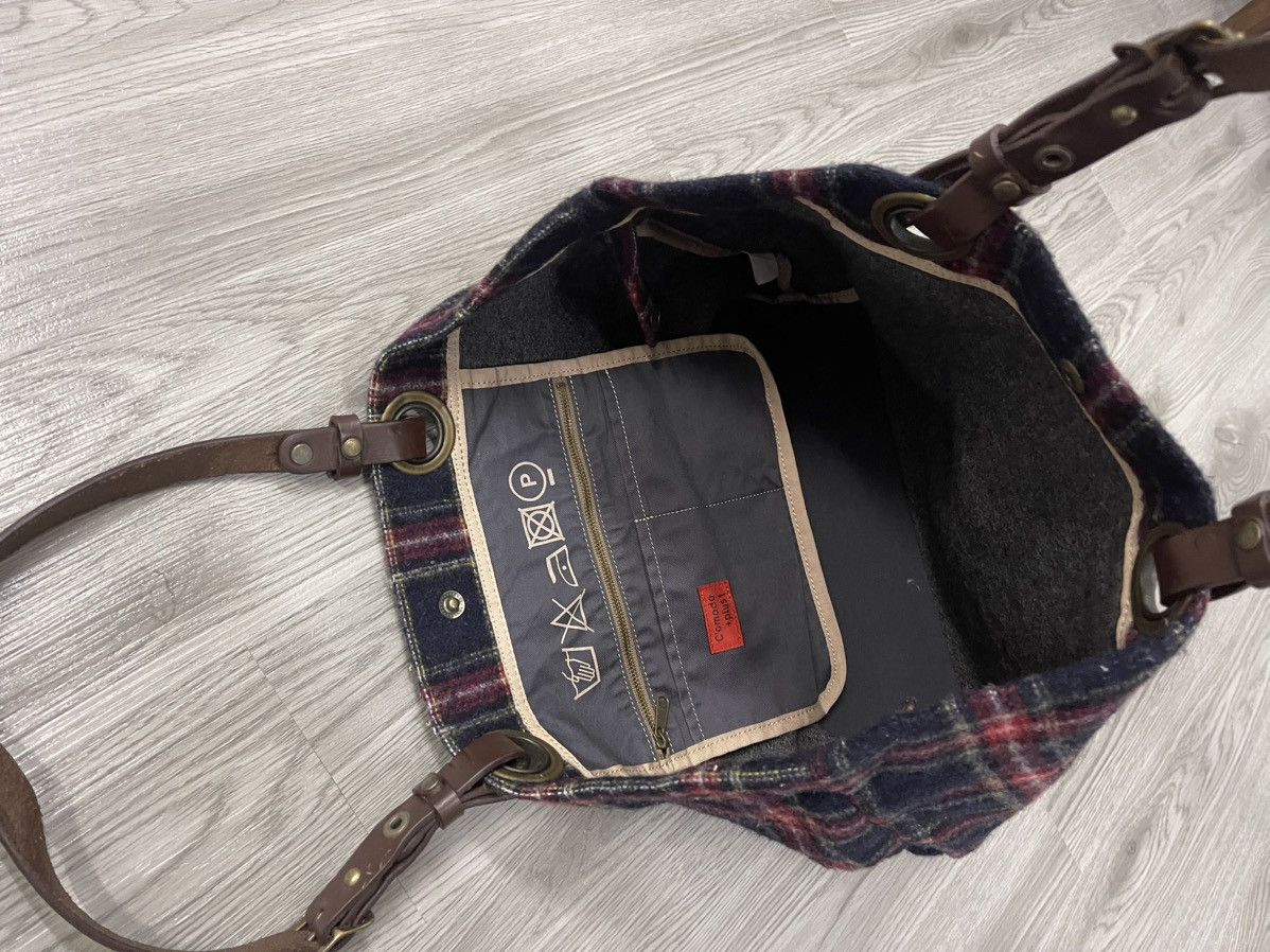 Japanese Brand × Vintage C’omodo +plus t japan wool plaid leather handle strap tote Size ONE SIZE - 8 Thumbnail