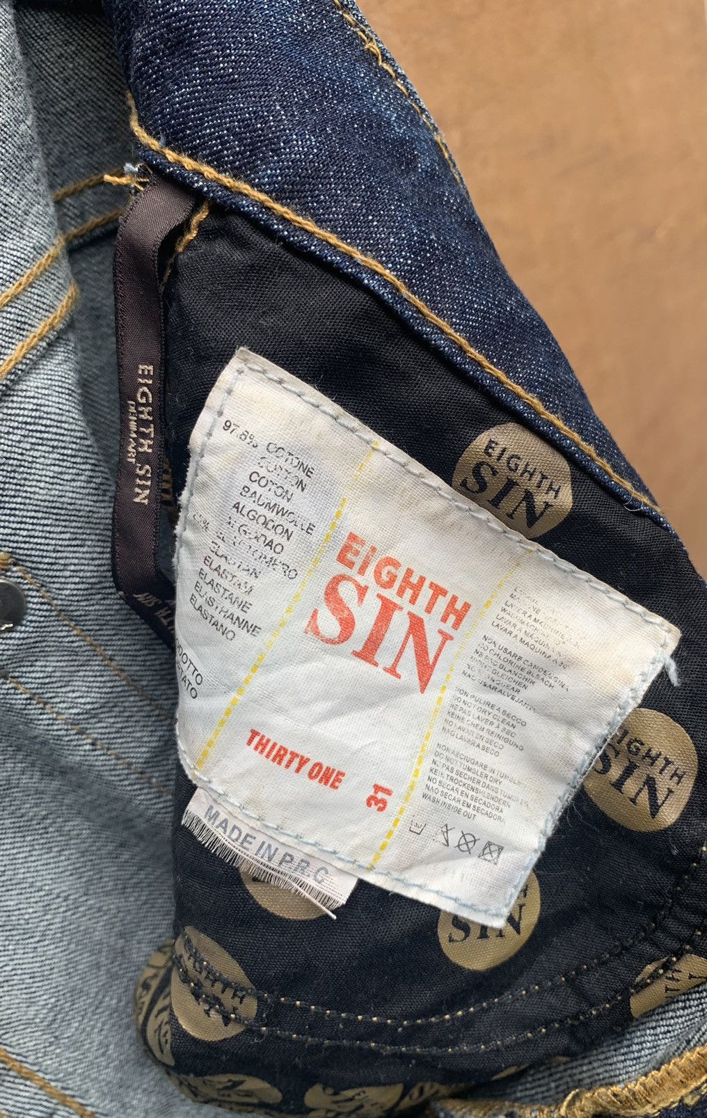 Art Comes First Eight Sin Denim Art Distressed Jeans Pants Size US 31 - 19 Thumbnail