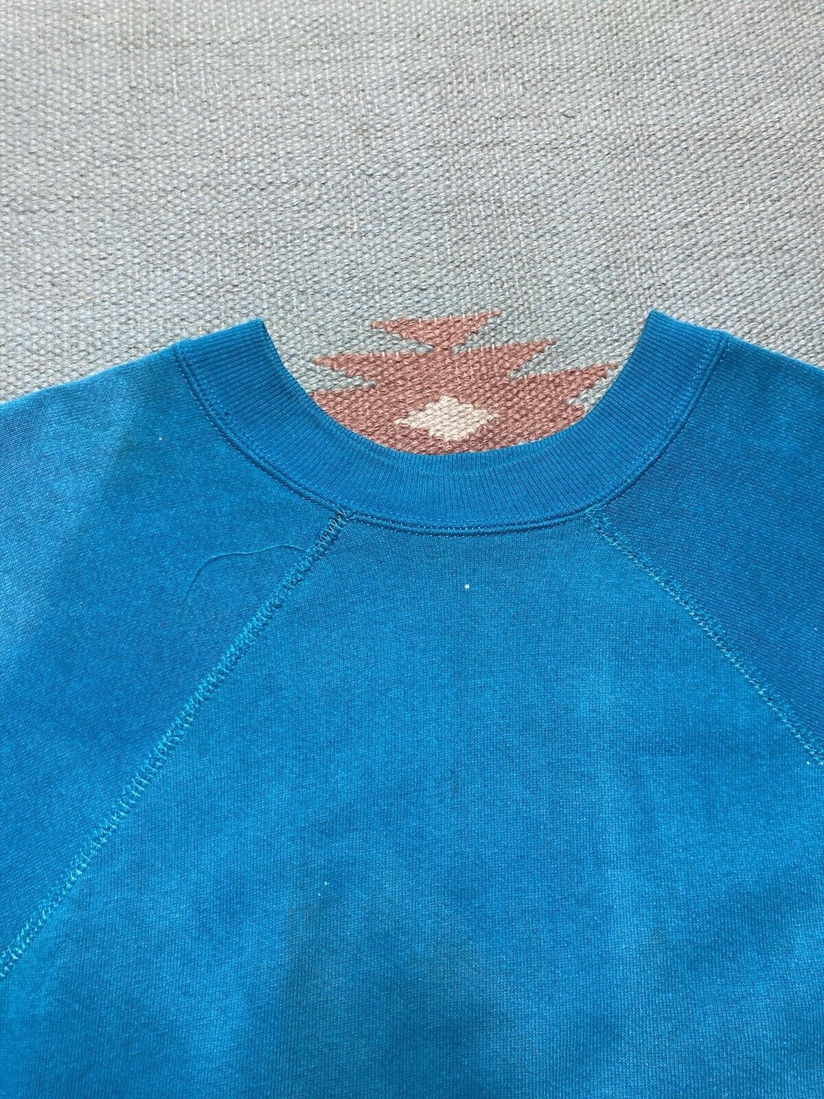 Vintage Vtg 70s crewneck sweatshirt blank teal blue sun faded medium Size US M / EU 48-50 / 2 - 5 Thumbnail